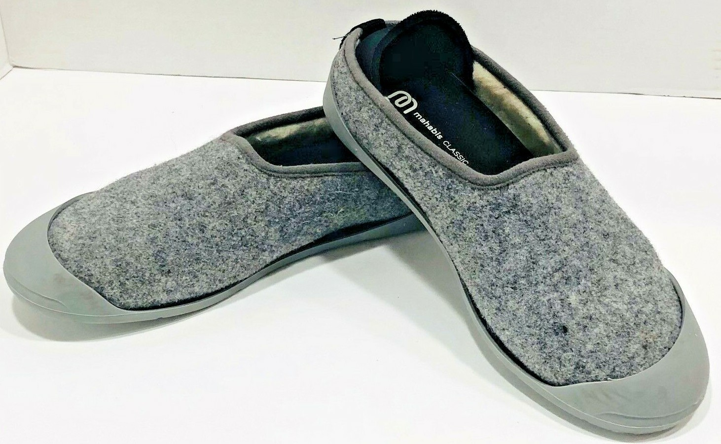 Mahabis Slippers Mules Womens 6.5 Indoor Outdoor Soles Gray Grandma Mom