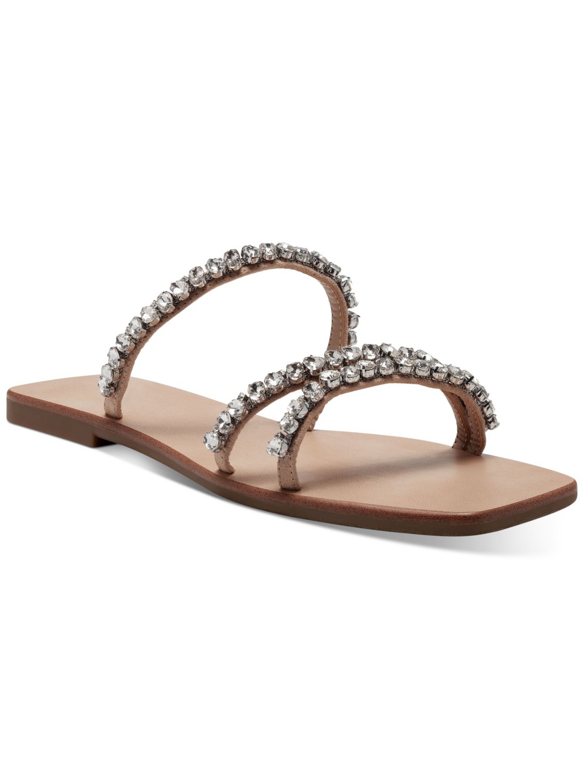 INC Womens Beige 0.5 Heel Strap Gem Pommona Block Heel Slip On Sandals 5 M