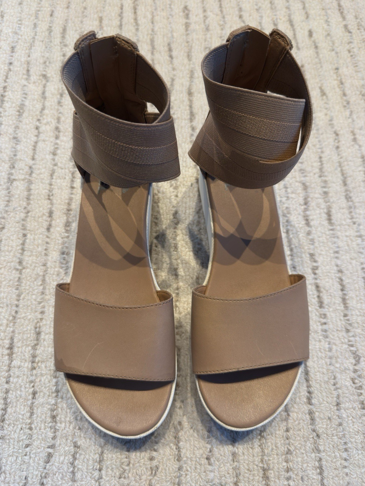 SOREL Cameron Flatform Sandals Womens 8.5 Taupe Tan Leather Ankle Strap NL3997