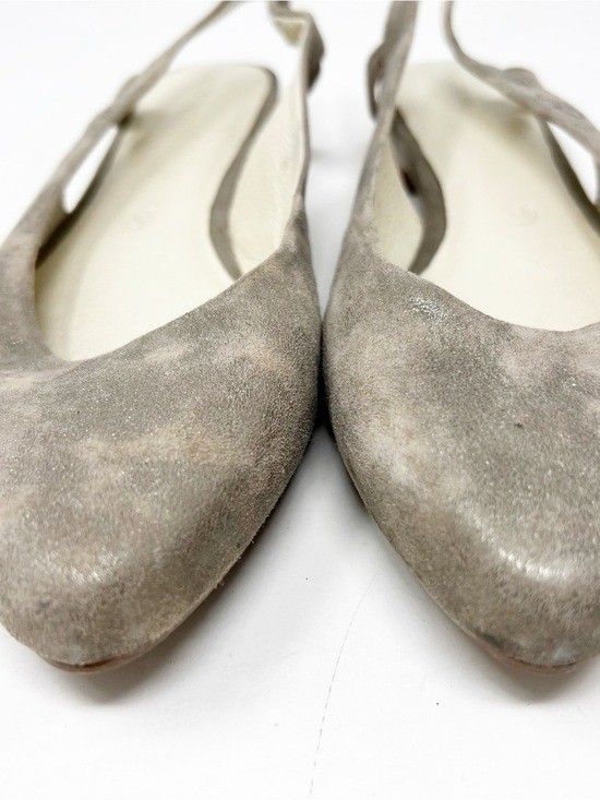 GERRY WEBER TAUPE GRAY METALLIC POINTED TOE SLINGBACK BALLET FLATS WOMENS SZ 8