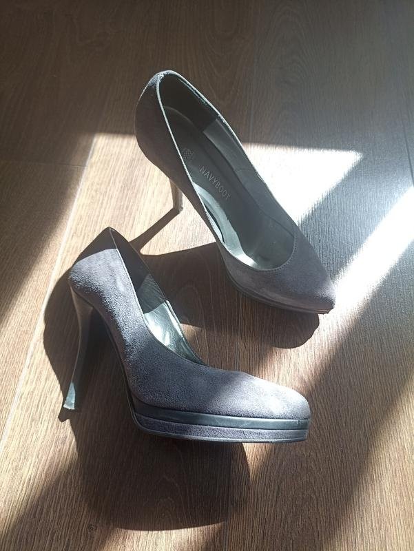 women navy boot heels grey 39 #B9H1