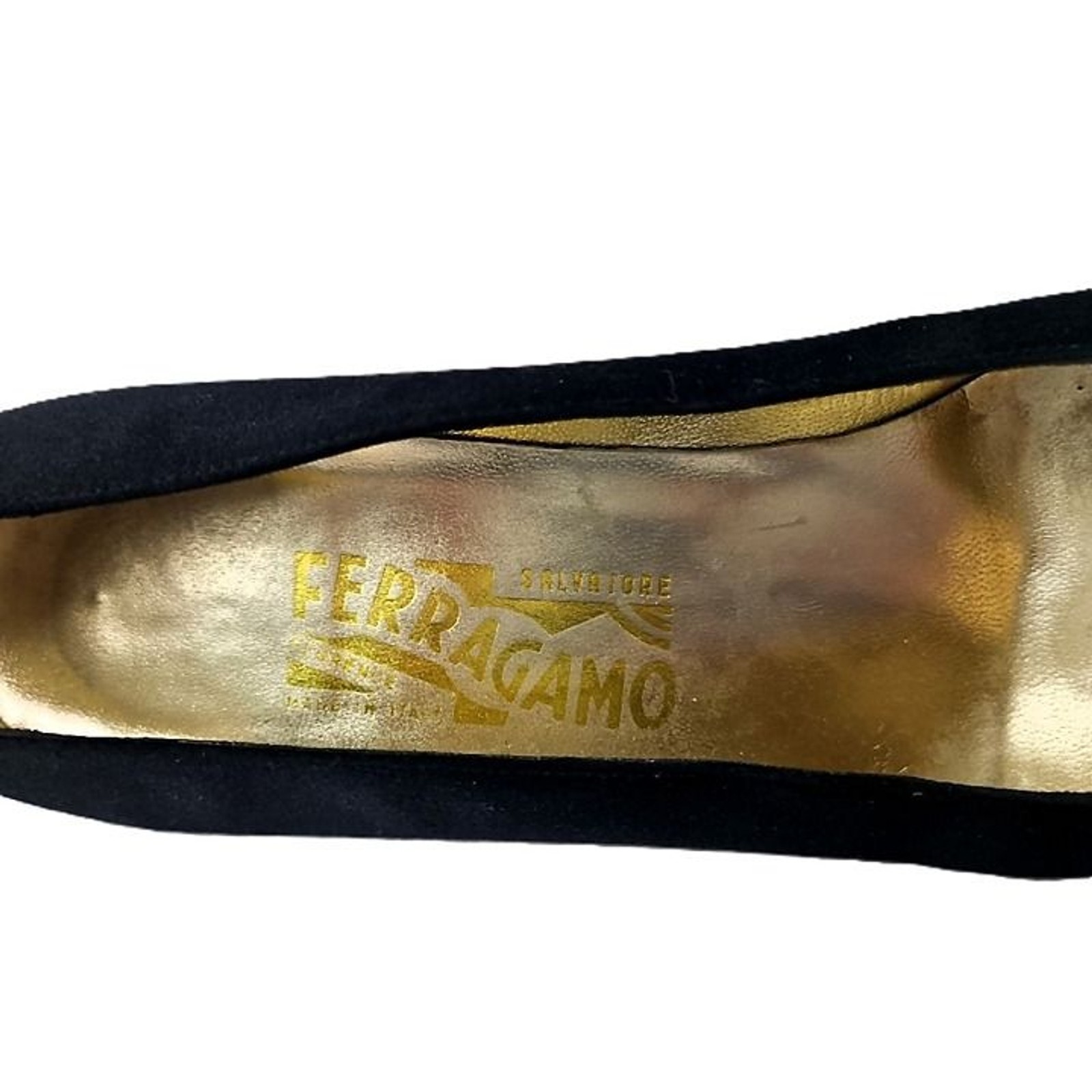 Salvatore Ferragamo Vintage Black Suede Pumps US 9