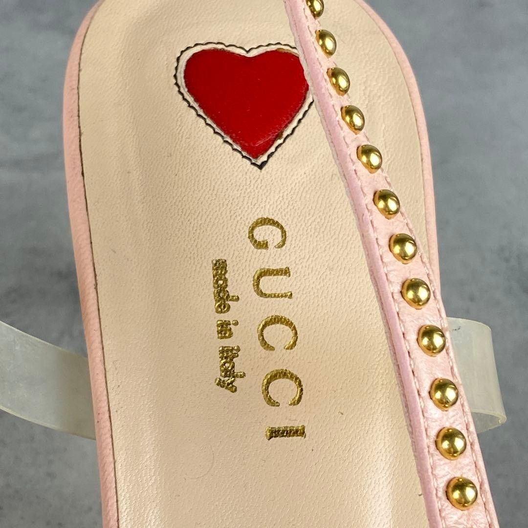 GUCCI Bamboo Slingback Pumps 23cm Baby Pink Leather High Heels