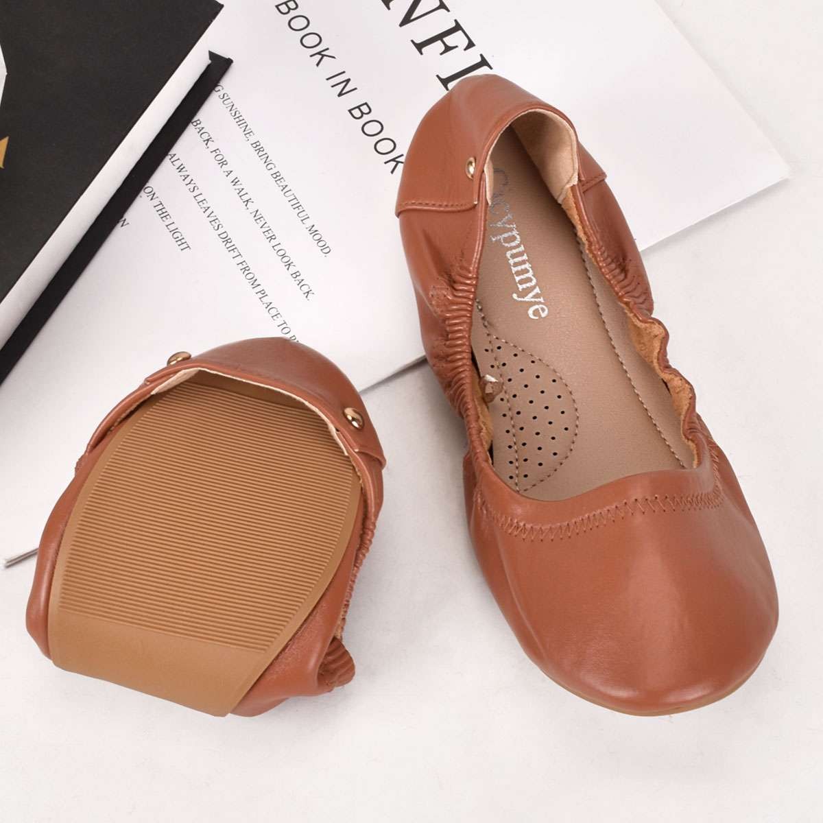 Women Ballet Flat Round Toe Slip On Comfortable Casual Travel Work Walking Shoes