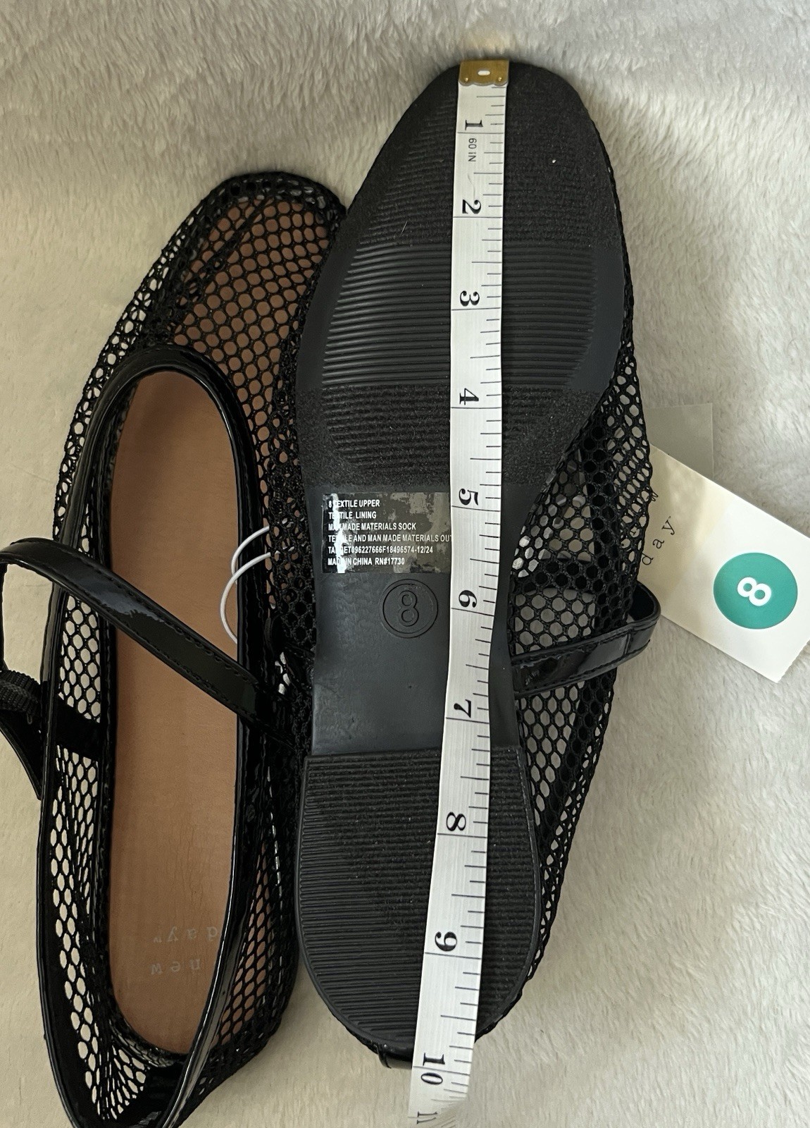 A New Day Ballet Flats Issa Women’s Sz 8 Mesh Shoes Memory Foam Jet Black