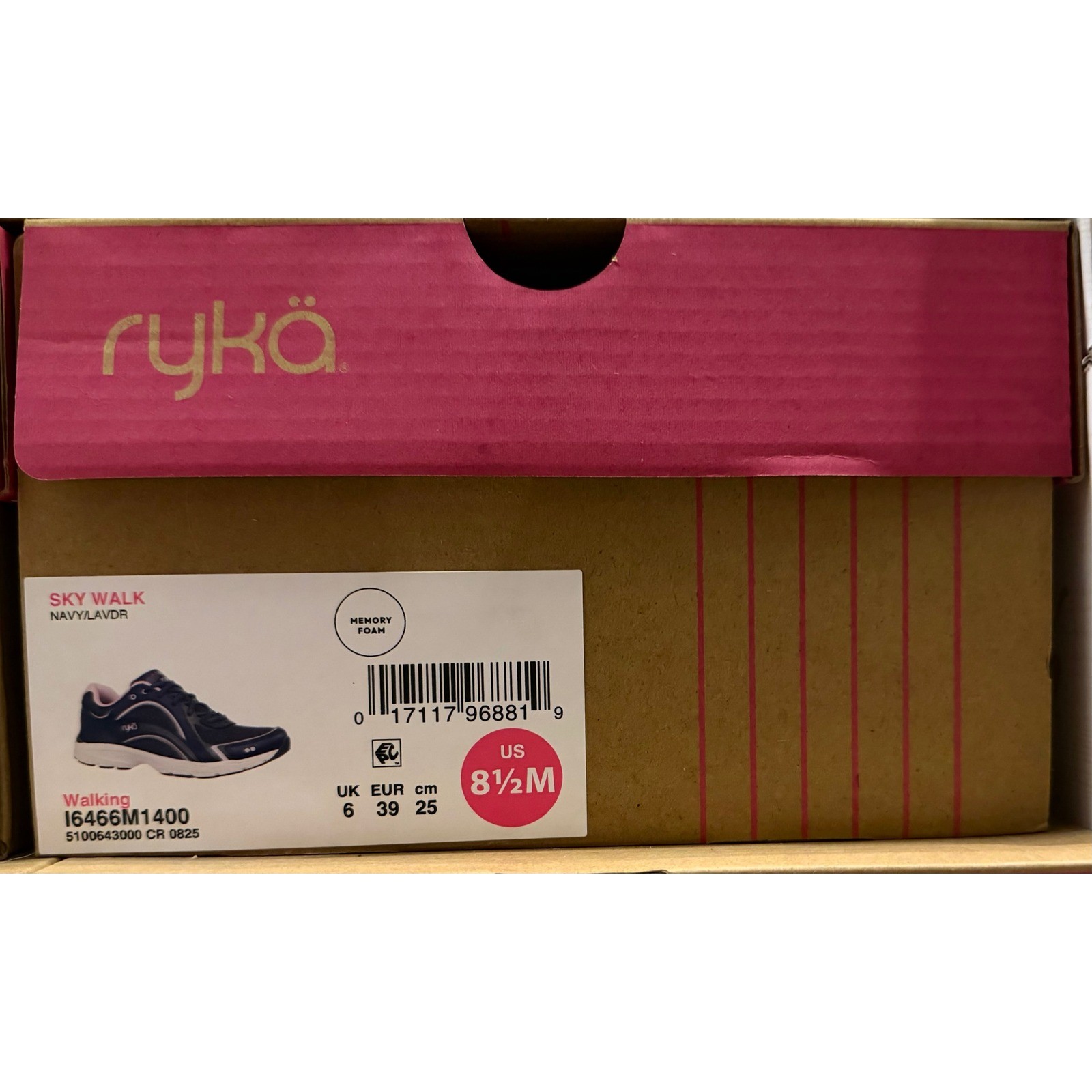 Ryka Sky Walk Womens Navy Lavender Walking Shoes I6466M1400 Size 8.5 M New