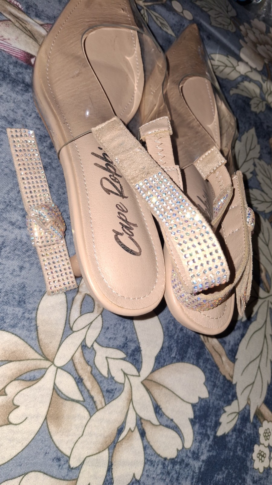Cape Robbin Ardy’s Nude Clear Bow Slingback Heels Size 8.5 Rhinestone 2