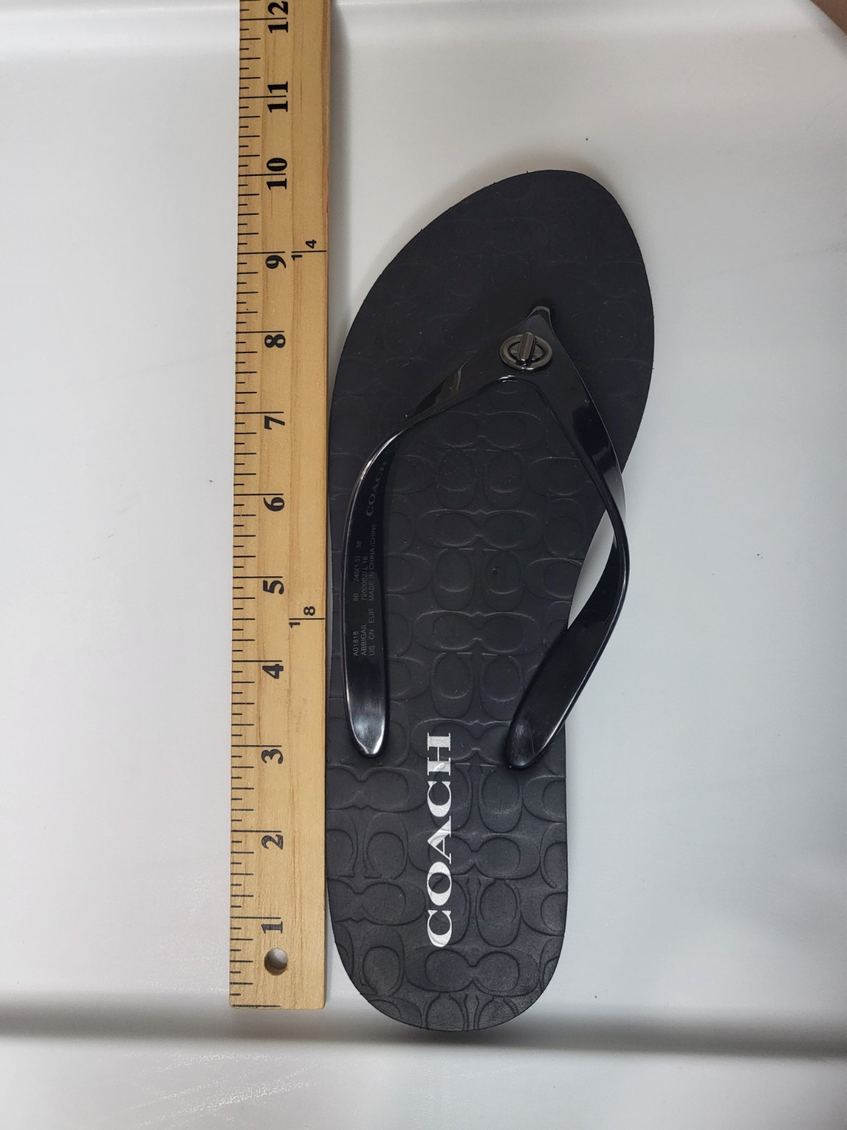 Size:8B/38 Coach Abbigail Black Turnlock Flip Flop Sandals Women