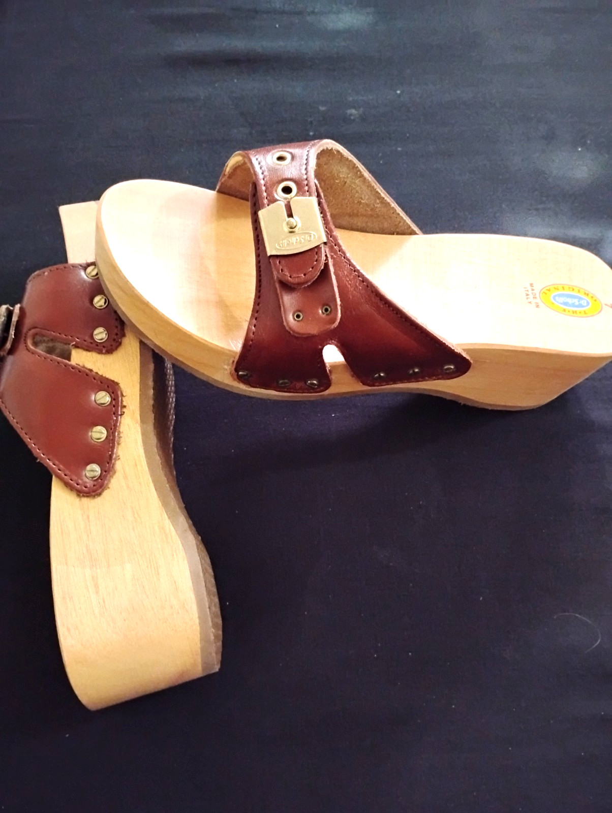 Dr. Scholl’s NEW Original Wood,Wooden Platform Slide Sandals Size 7 M Italy