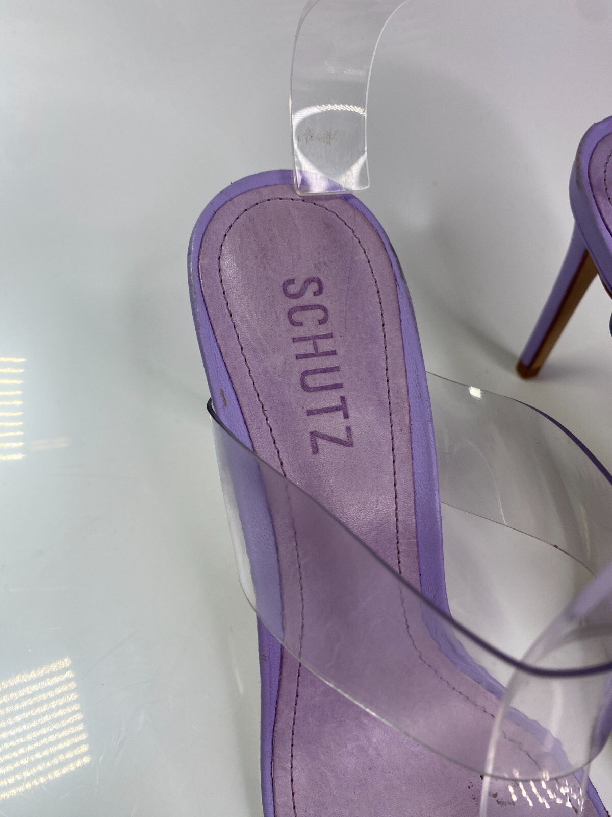 Schutz Women’s Purple Leather Heeled Sandals – Ariella Sz 8.5