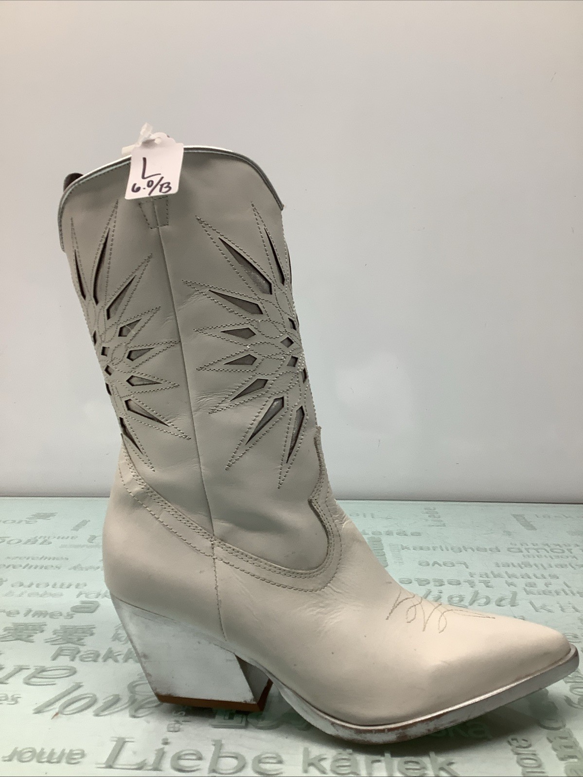 Golo Mae Sun Inlay Western White Boot Women’s SZ 6.5B,preowned.