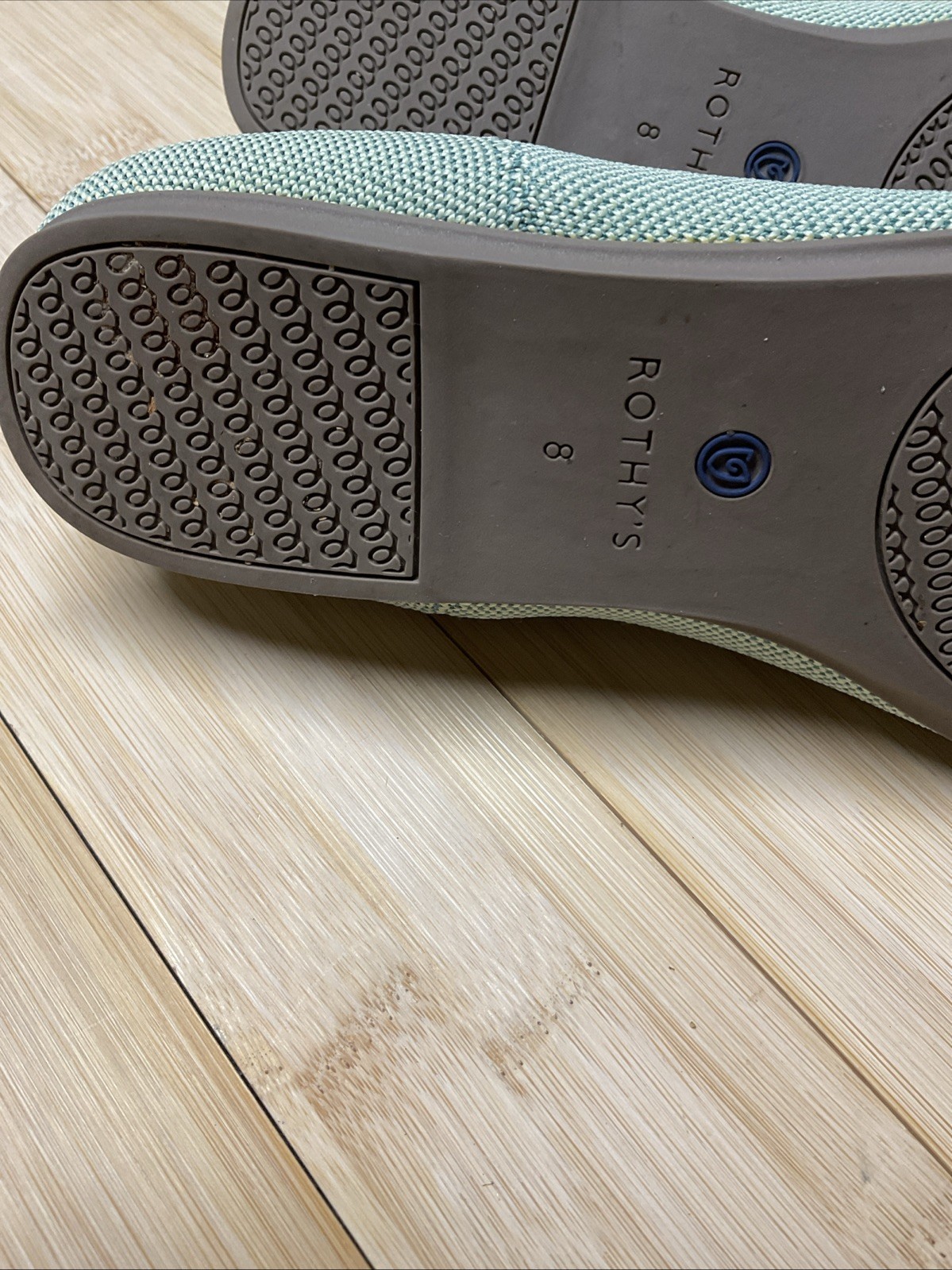 Rothy’s Women’s Size 8 Knit Slip-On Flats Green/Blue Lightweight Logo N w/o Box