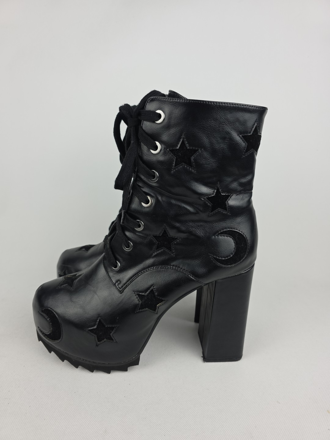 Killstar Platform Witch Goth Punk Boots Black Moon Stars Womens Size 10