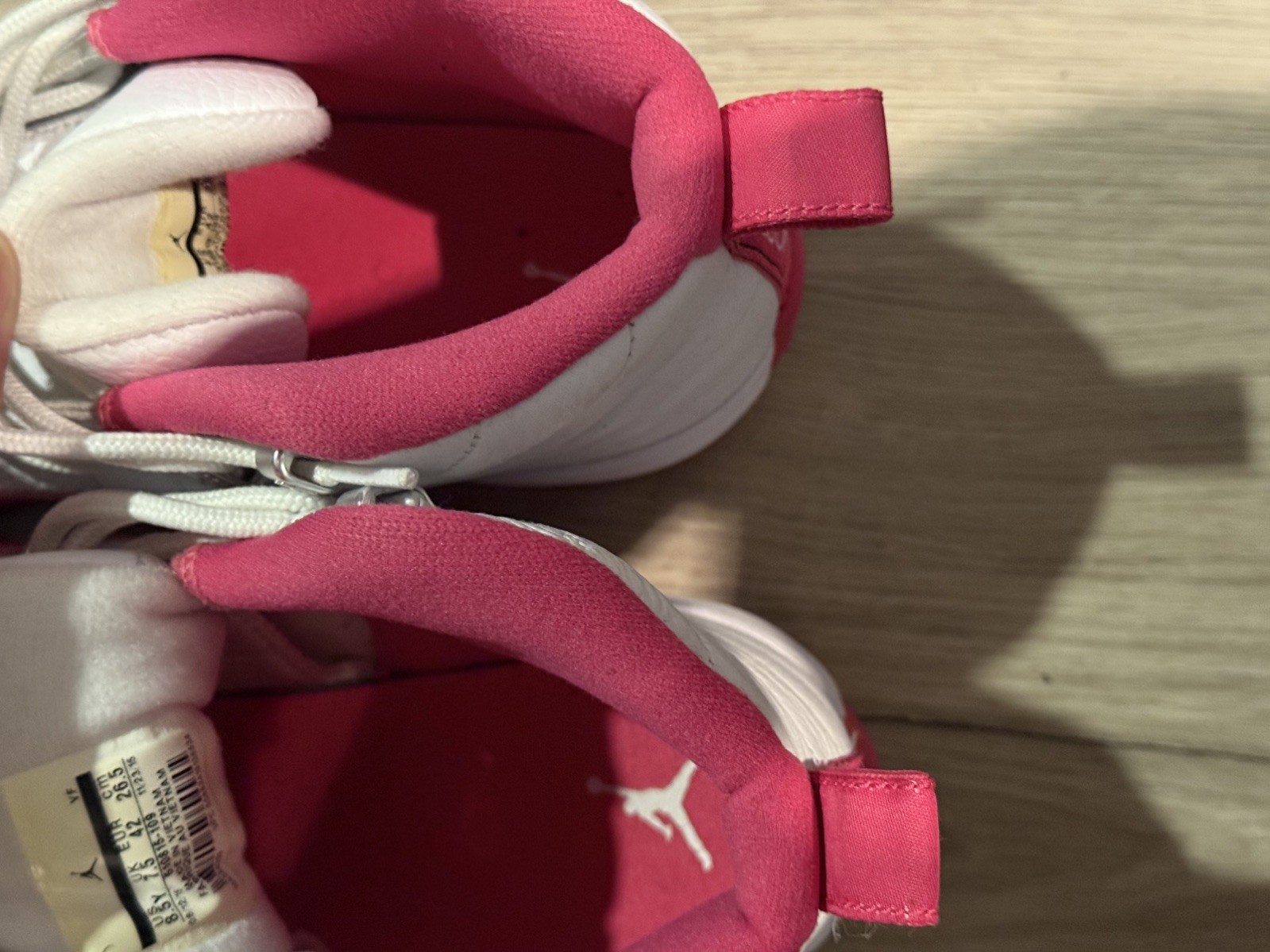Nike Air Jordan AJ12 Vivid Pink Metallic Silver Shoes 510815-109 Size 8.5