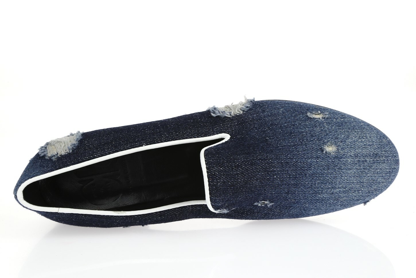 Cecilia Bringheli Womens Blue Denim Leather Slip On Smokey Flats Size 37.5