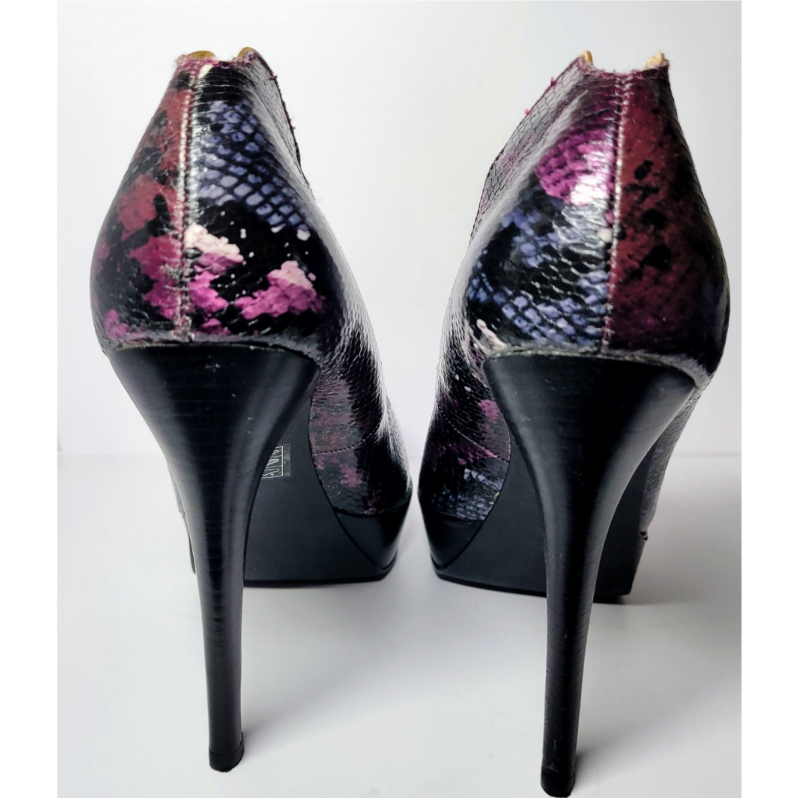 Lulu Townsend Purple Python Embossed Leather Platform Stiletto Heels Size 10M