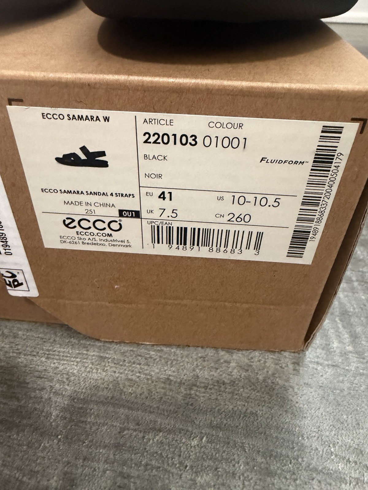 ECCO Samara NWB Black Leather Comfort Sandals Women’s US 10-10.5 EU 41