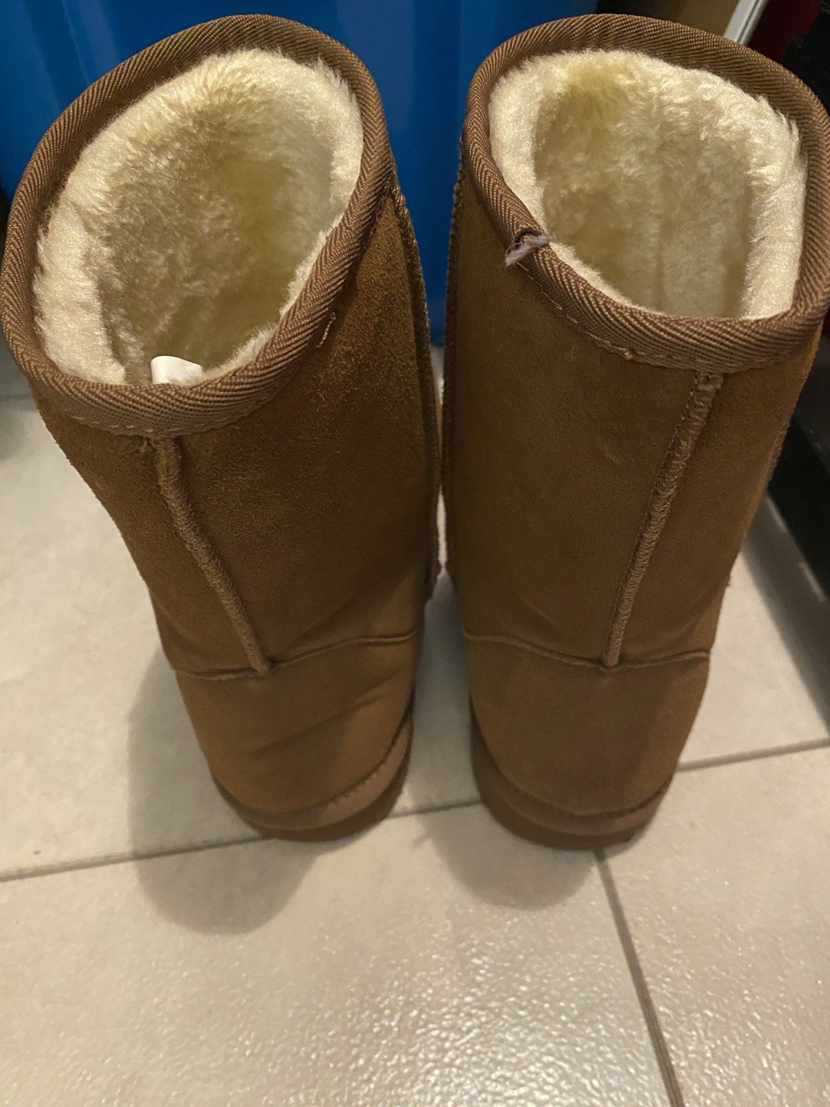 Women’s Brown Faux Fur Lined Ankle Bootie Round Toe Solid US 10