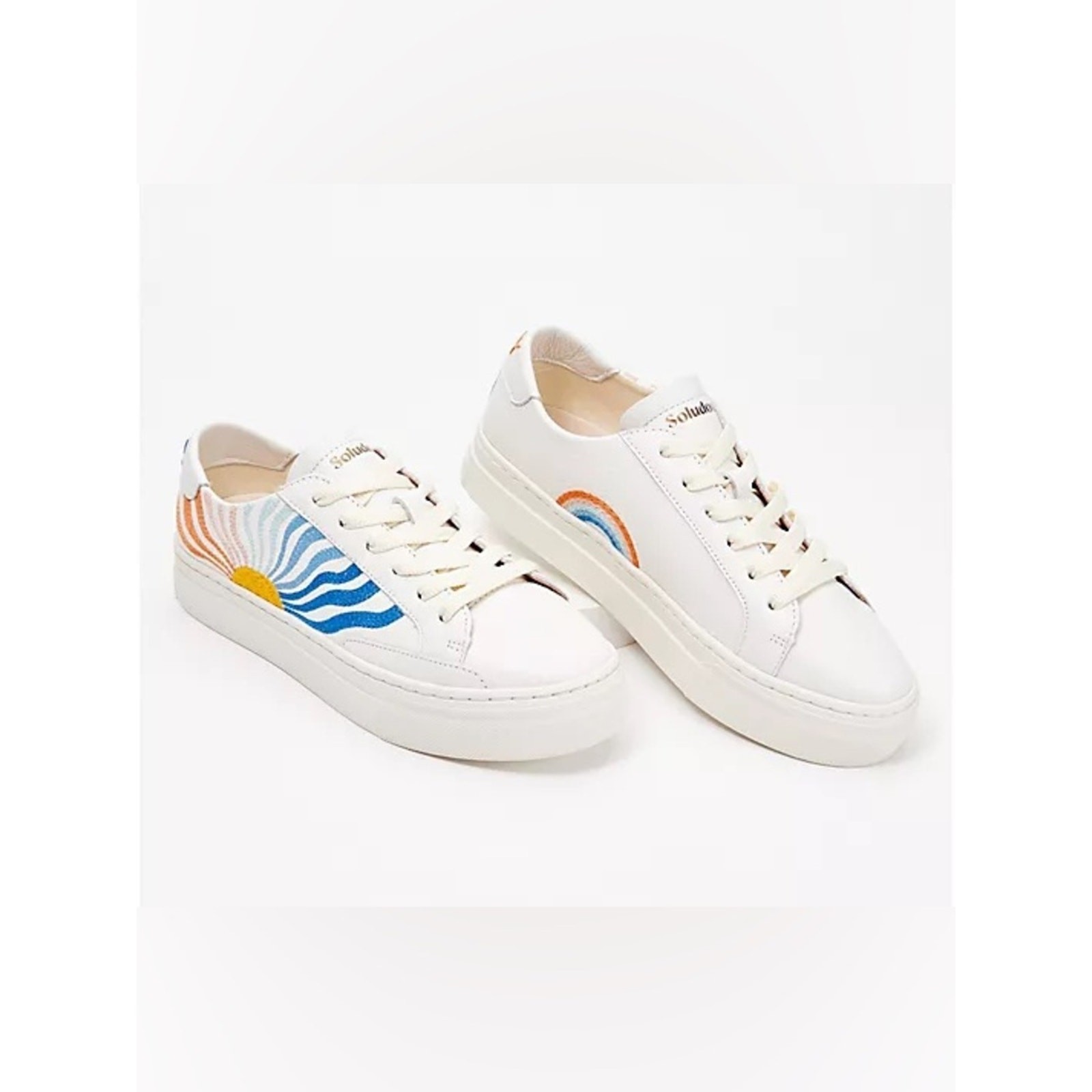 Soludos stay cool embroidered sunset and rainbow sneakers coastal casual