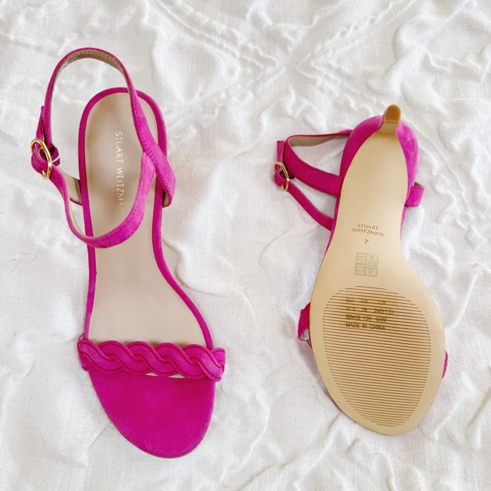 Stuart Weitzman Dancer Twistie 100 Suede Sandal In Pink
