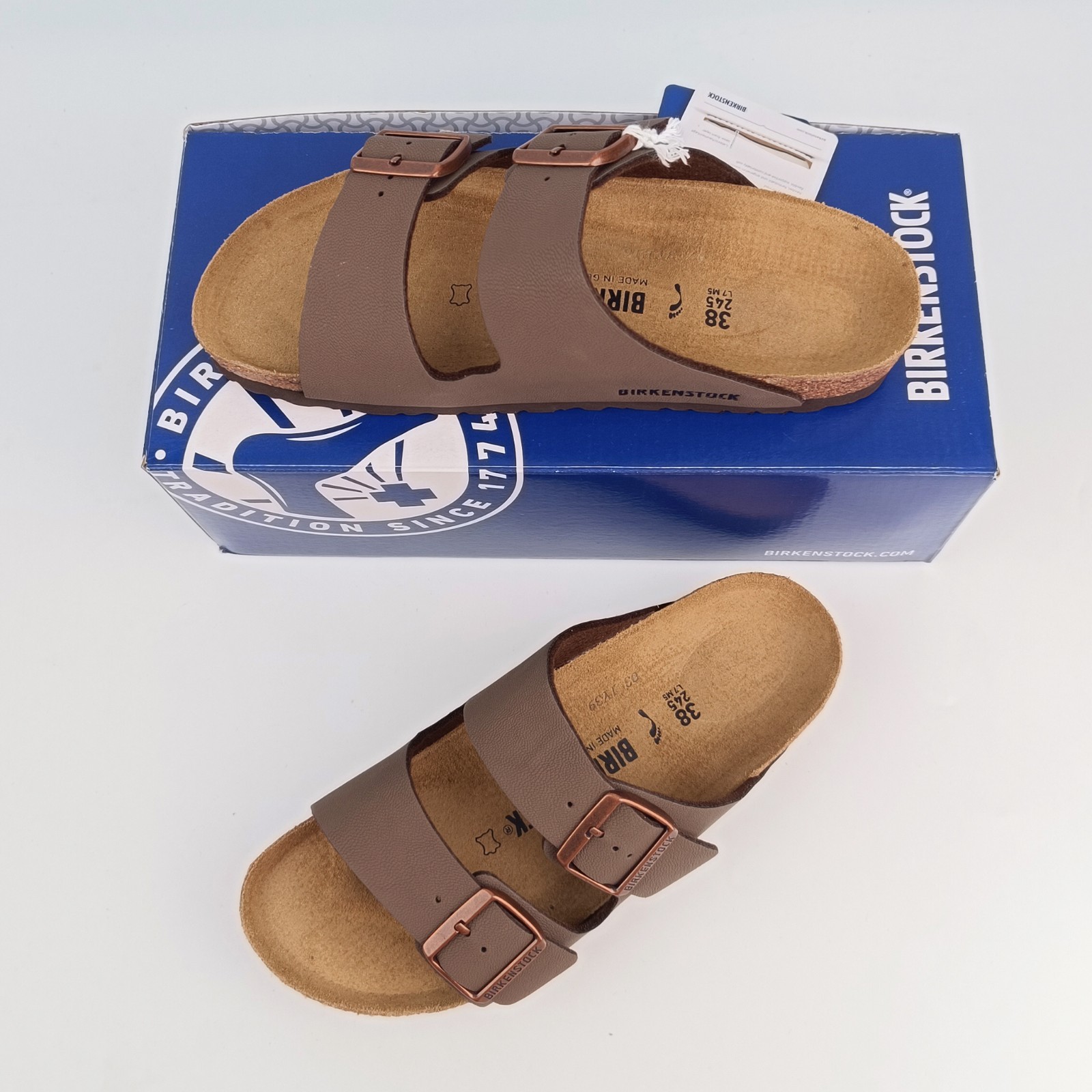New Birkenstock Arizona Birkibuc Unisex Mocha Shoes EU37-45 With Packaging Box