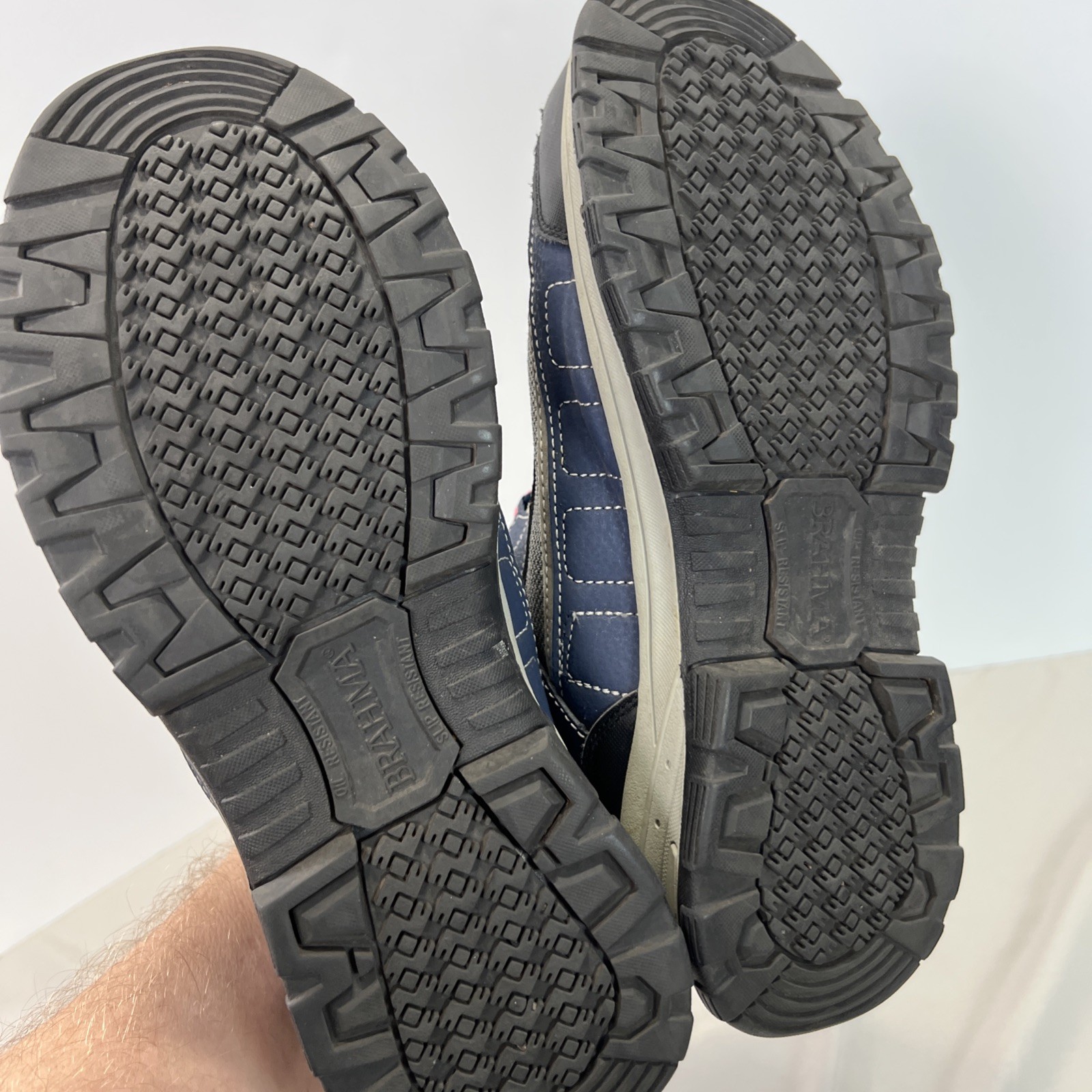 Brahma Shoes Womens 10 Steel Toe Slip Oil Resistant Work Workwear Gray Blue Good