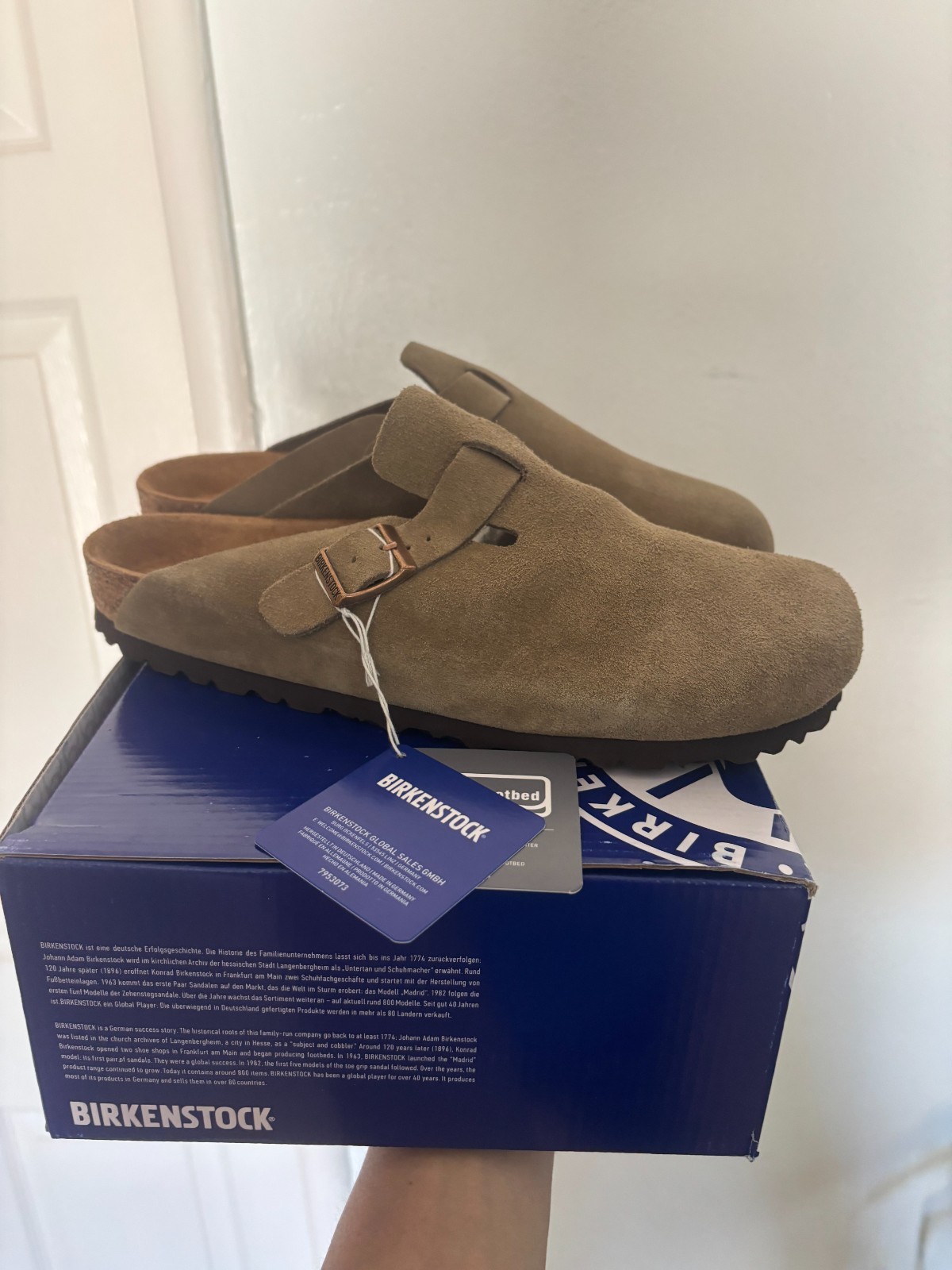 Birkenstock Boston Soft Footbed Taupe Suede Leather Unisex’s Clog Shoes