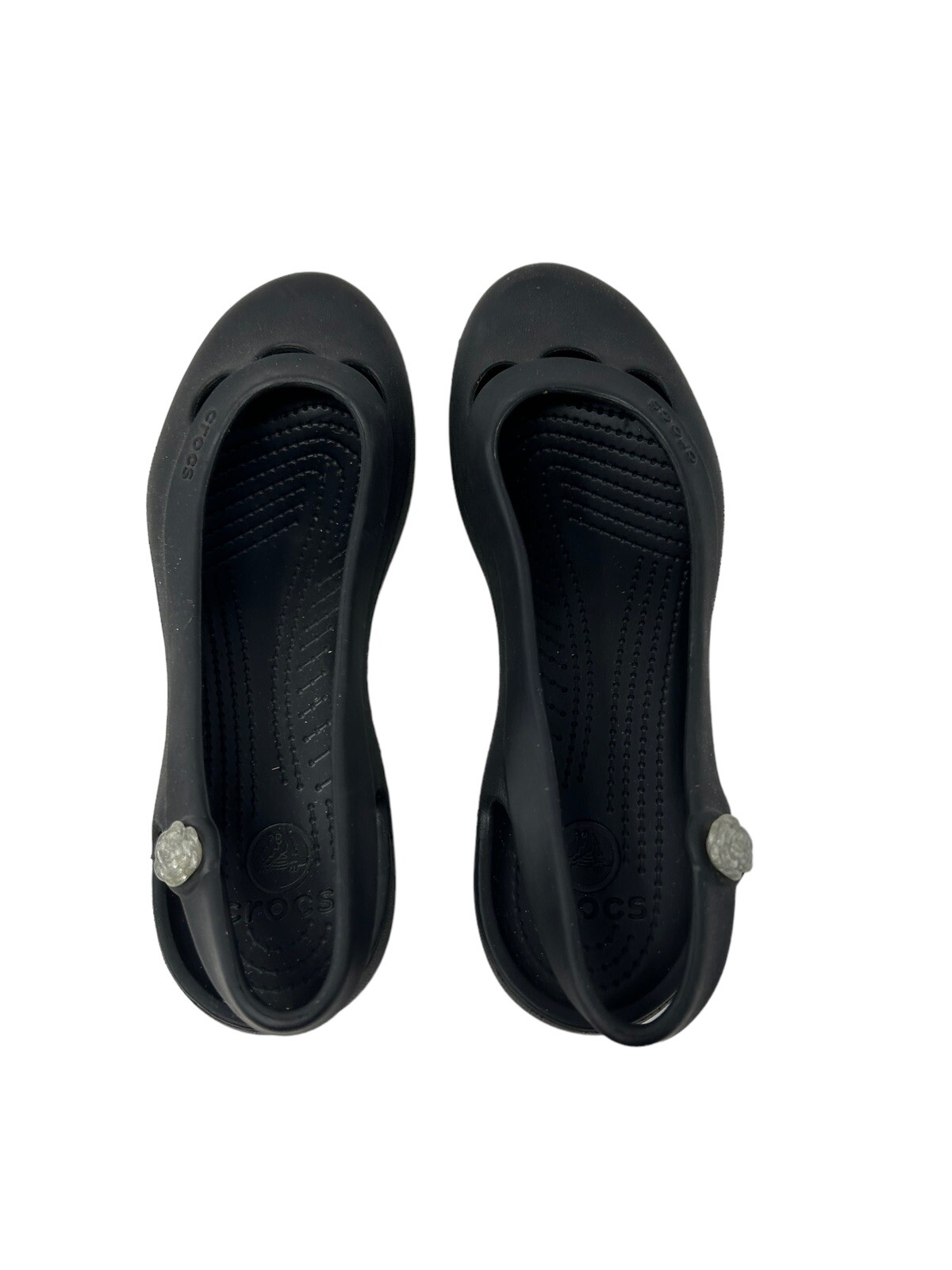 CROCS Jayna Slingback Flat w/ Crystal Charm Women’s 8 Black