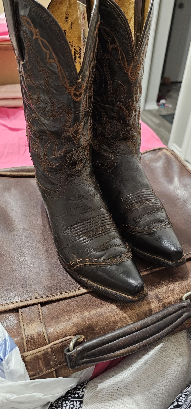 Tony Lama VF6009 Vaquero Sierra Goldrush Wingtip Snip Toe Boots Women’s 7.5 B