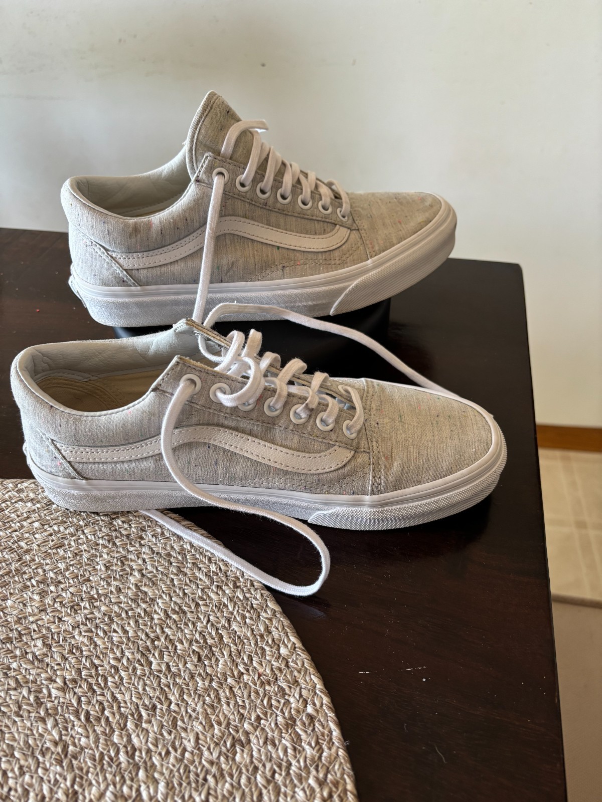 Vans Old Skool Speckle Jersey Womens Size 8.0 Gray White Athletic Shoes Sneakers