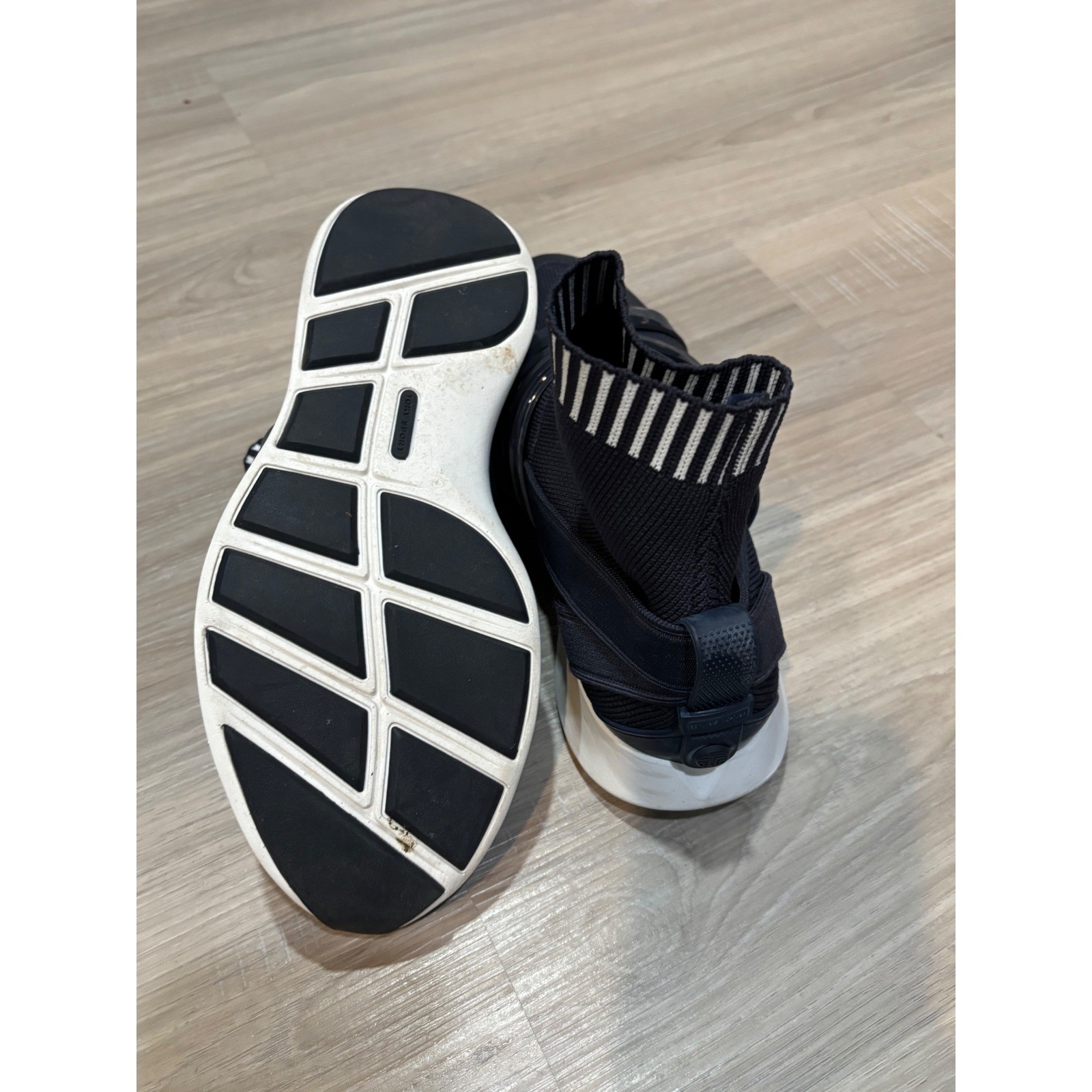 Tory Sport Womens Navy Blue Sock Sneakers High Top Knit Trainers 7.5M 51382