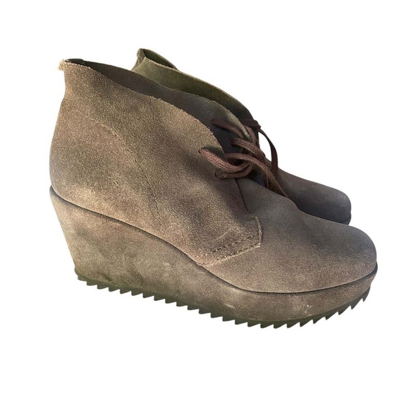 Pedro Garcia Fulvia Brown Suede Wedge Ankle Boots 36