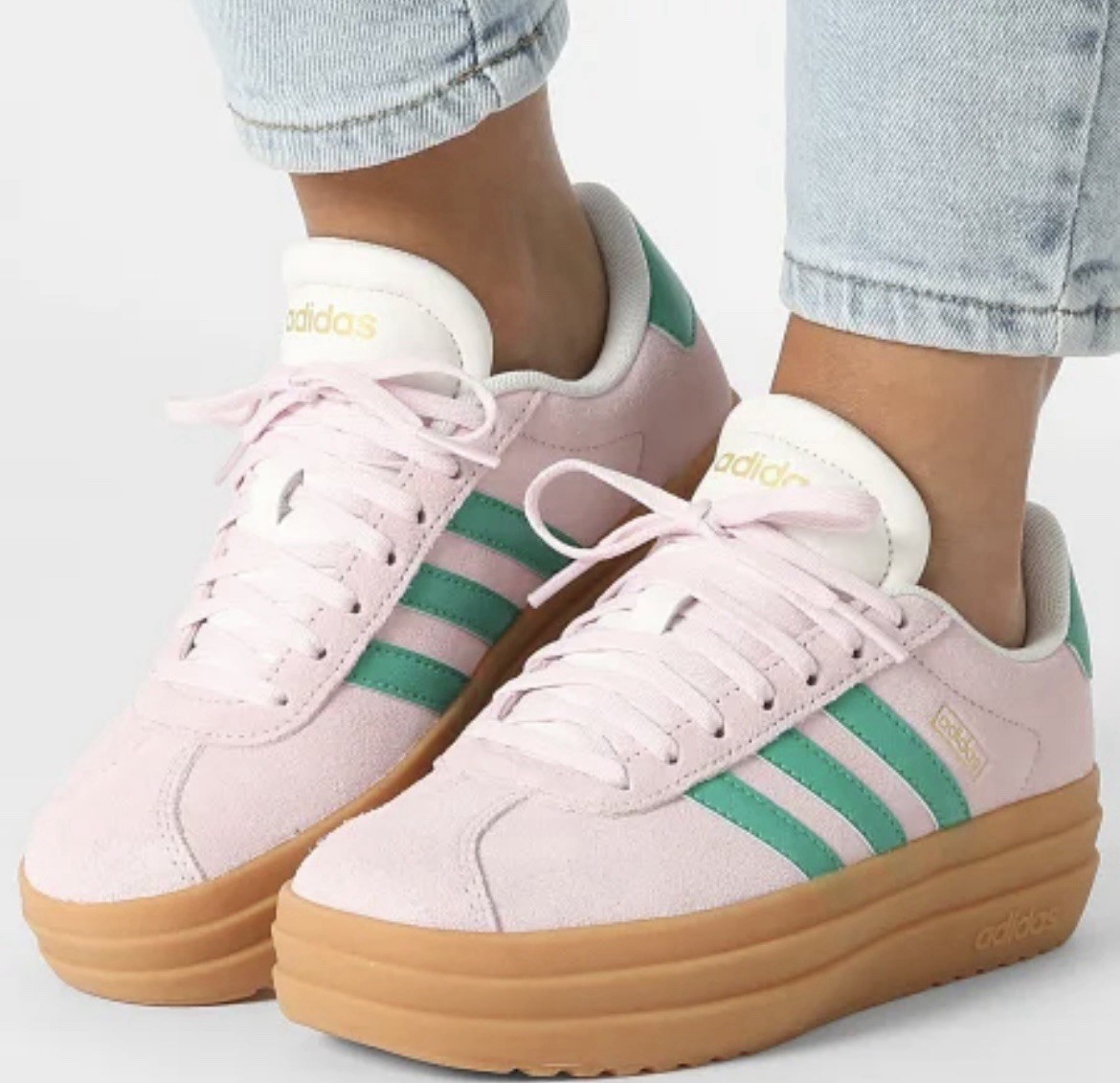 Adidas Women’s Size 8 VL Court Bold Clear Pink Green Platform Sneaker NEW JP6916