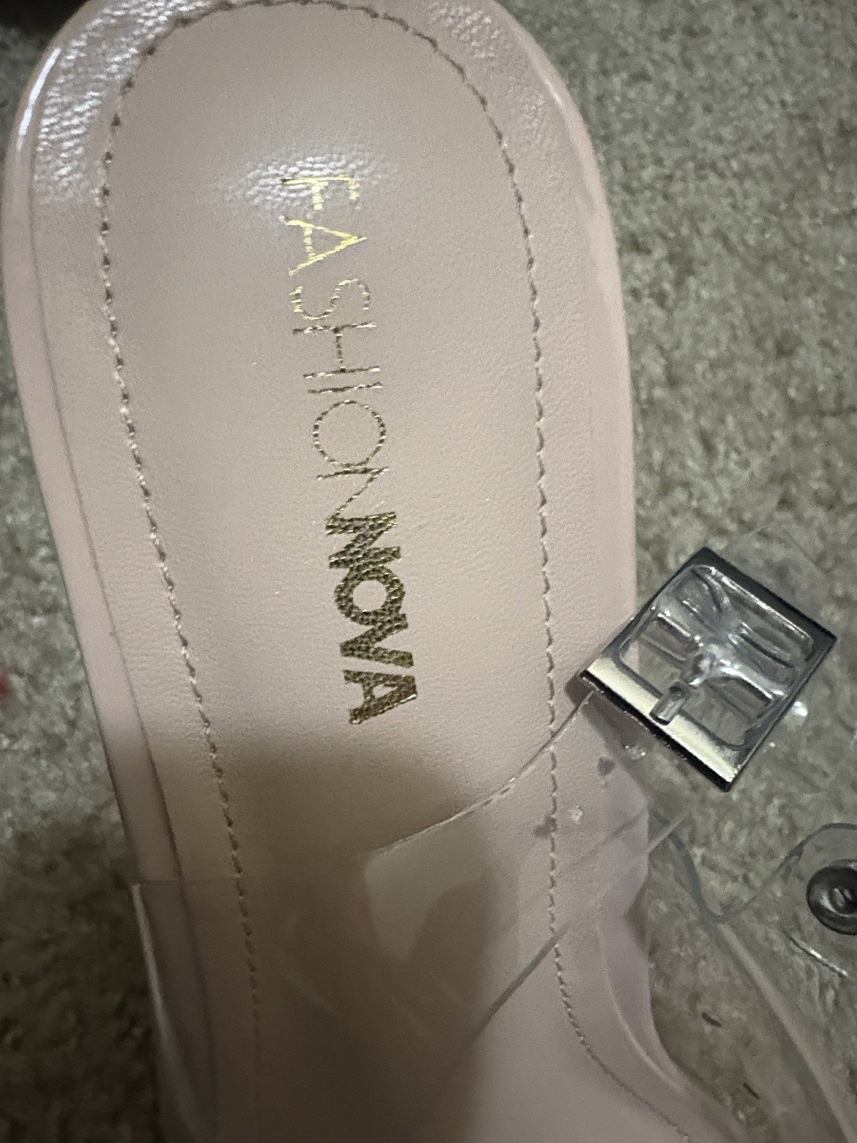 Fashion Nova Women’s Clear Ankle Strap Stiletto Buckle Sandals Beige 10