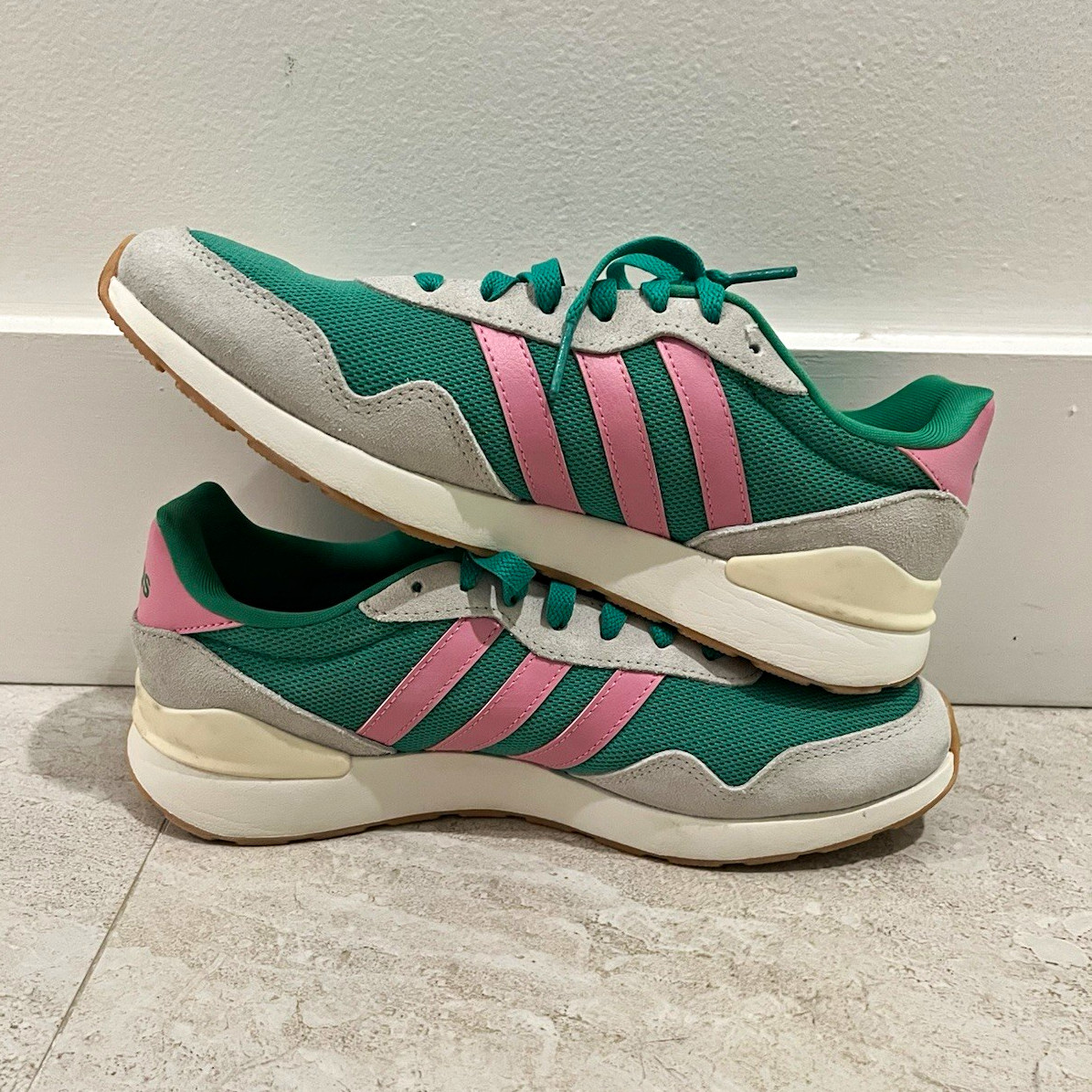 Adidas Run 60s 4.0 Semi Court Green Bliss Pink Warm Vanilla SIZE 8 Women’s