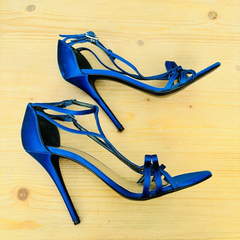 Stuart Weitzman Royal Blue Satin Strappy Heels Pumps Women’s Size 10M Designer