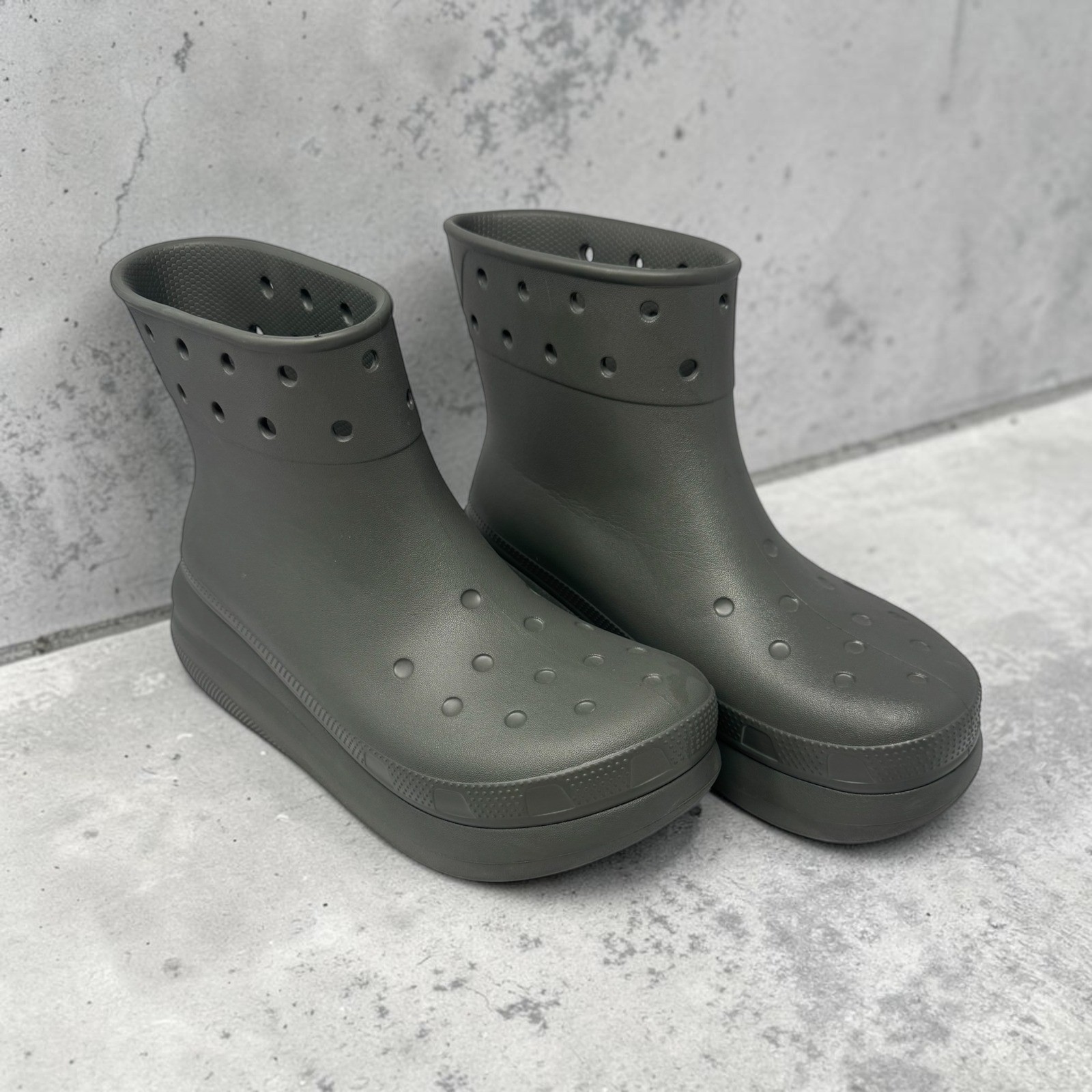 Rare Crocs chunky platform Boot Sample Not For Resale green M10 W12 Gorpcore