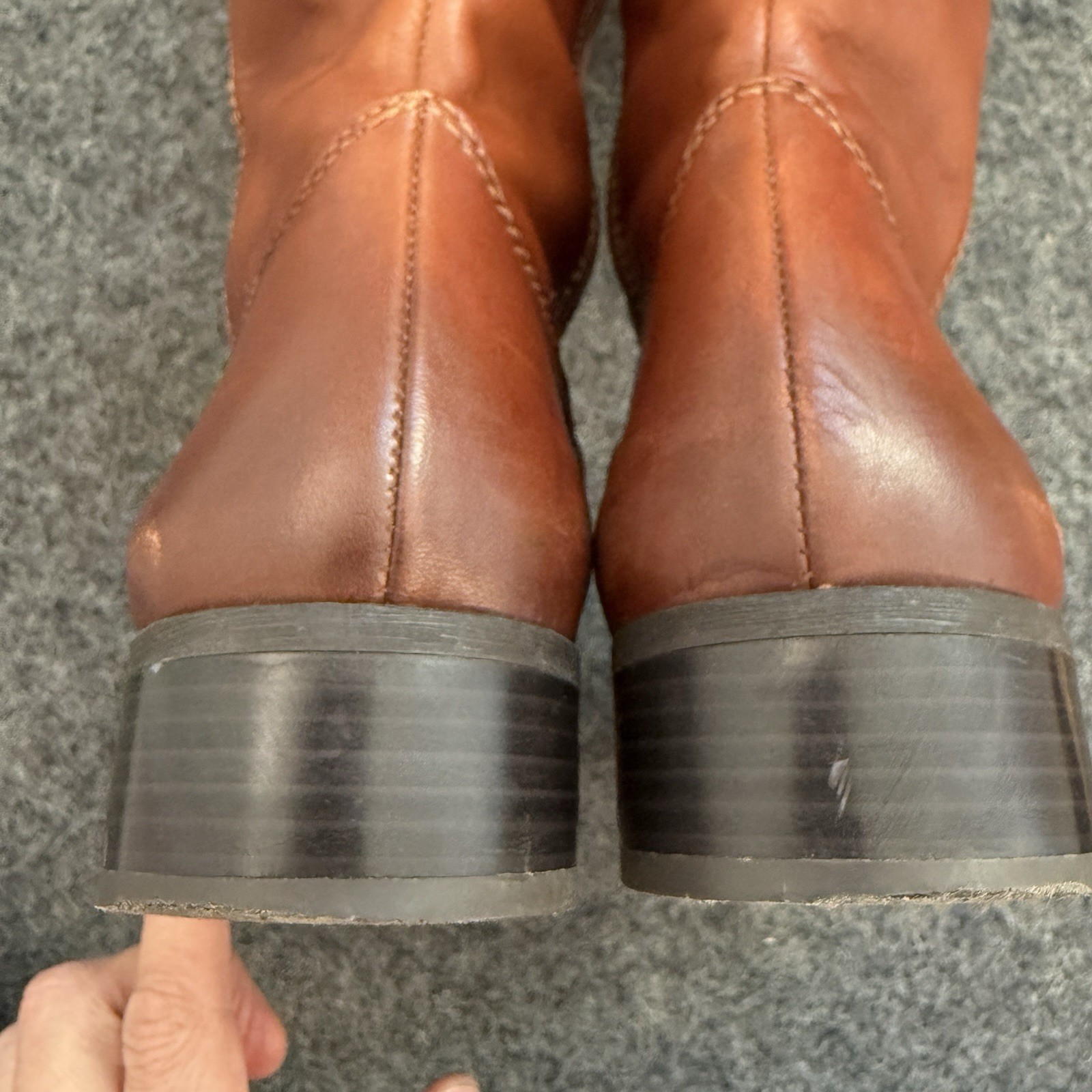 I.N.C. International Concepts Fawne Leather Tall Riding Boots Cognac Brown Sz 11