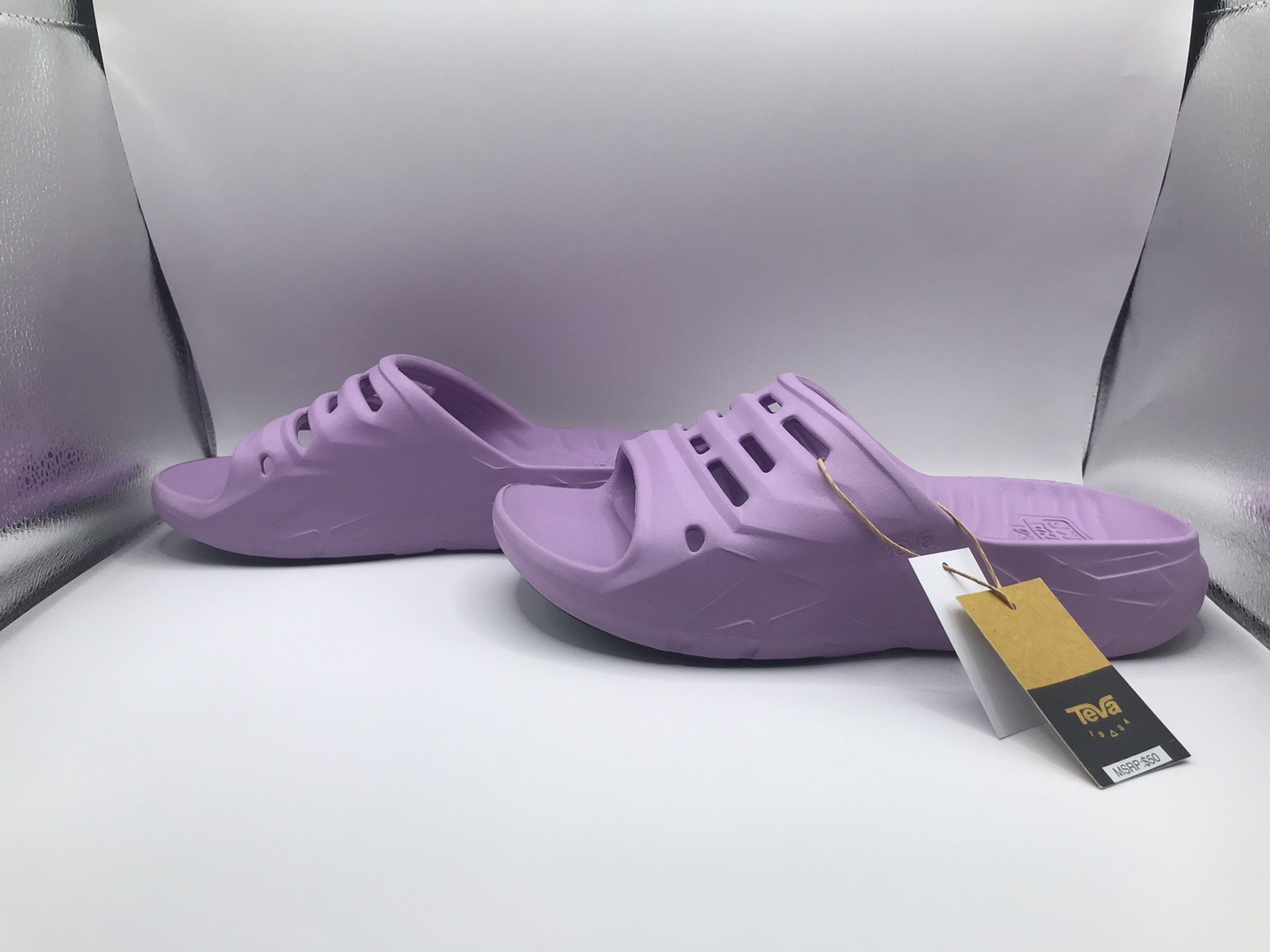 WOMEN’S TEVA LUPINE LILAC APRETRAIL RECOVERY SLIDE BEACH/POOL SANDAL SIZE 9 NWT