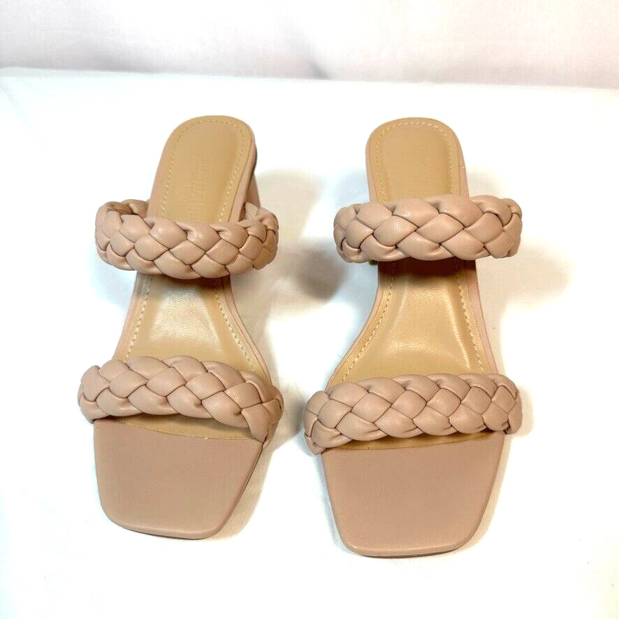 Cushionaire Iris Tan Sandal Braided 2 Strap Croc block 3.25″ heel Graduation