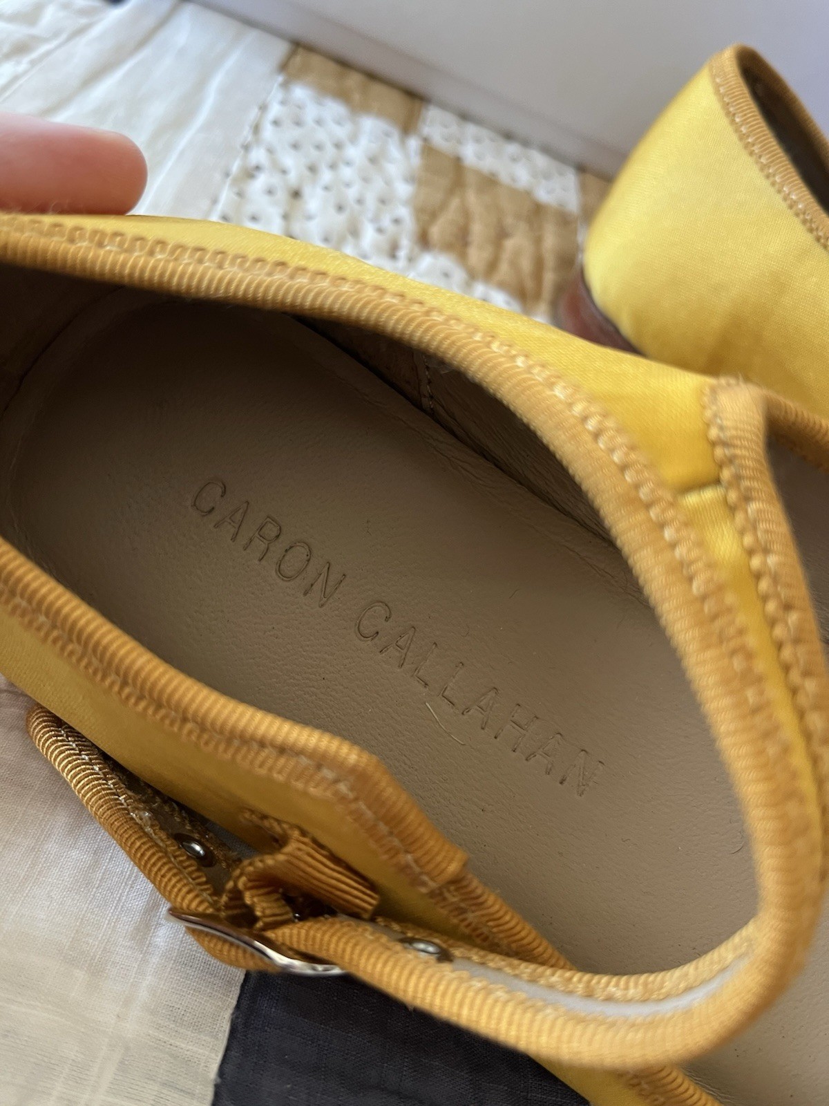Caron Callahan Yellow Nylon “Ellie” Mary Jane Flats, 36 With Box