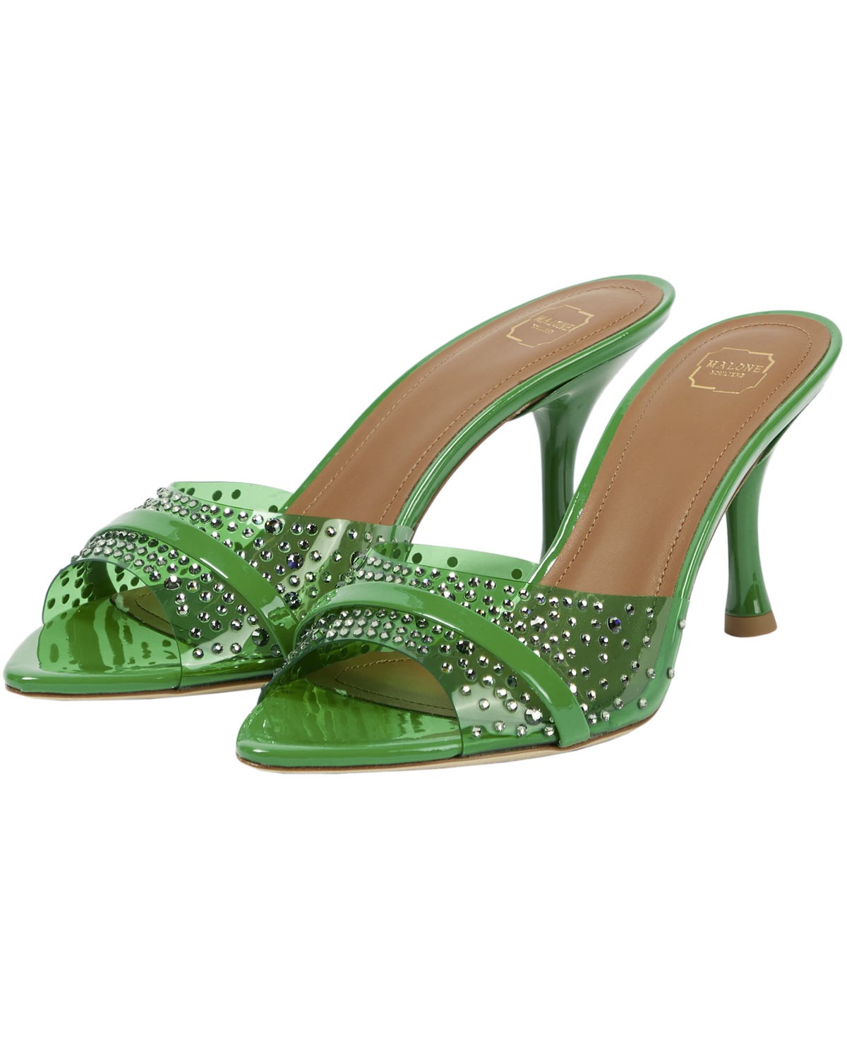 Malone Souliers Womens Julia Embellished PVC Mules 37 Green – NIB $725