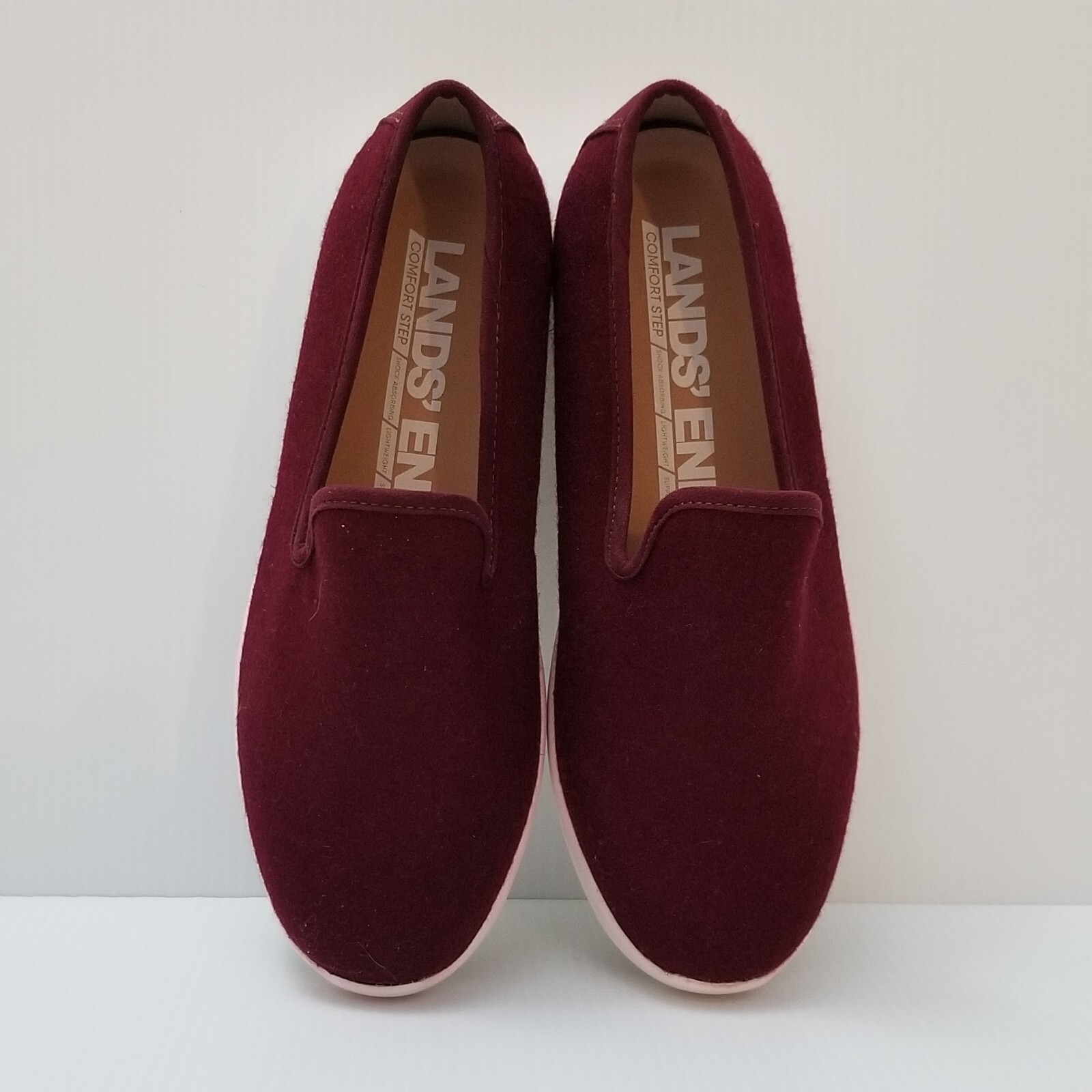 Lands End Womens 501815 Lightweight Comfort Wool Slip On Shoe Deep Claret 6D EUC