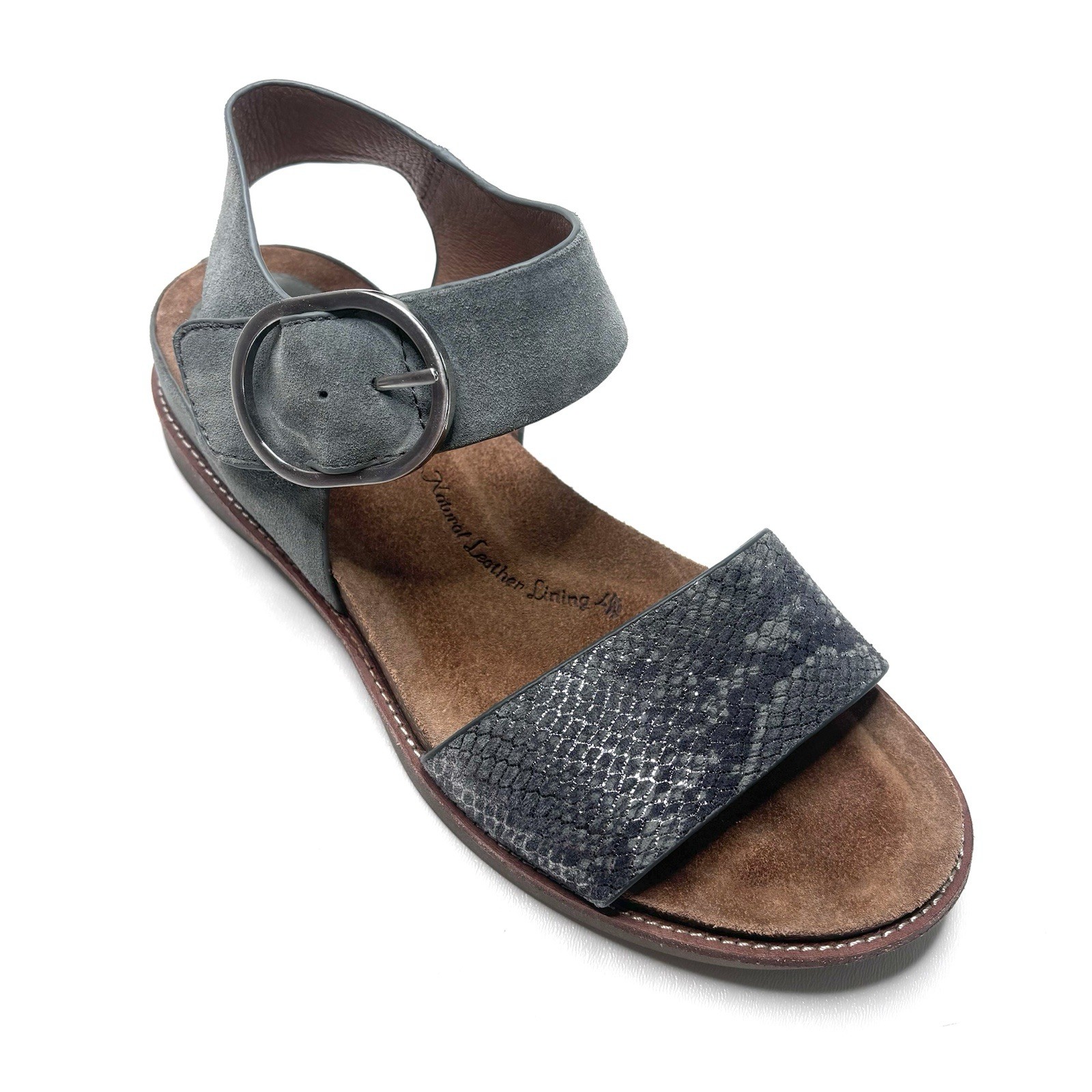 Sofft Bali Gray Leather Sandals Open Toe Buckle Closure at Ankle Size 6.5 M
