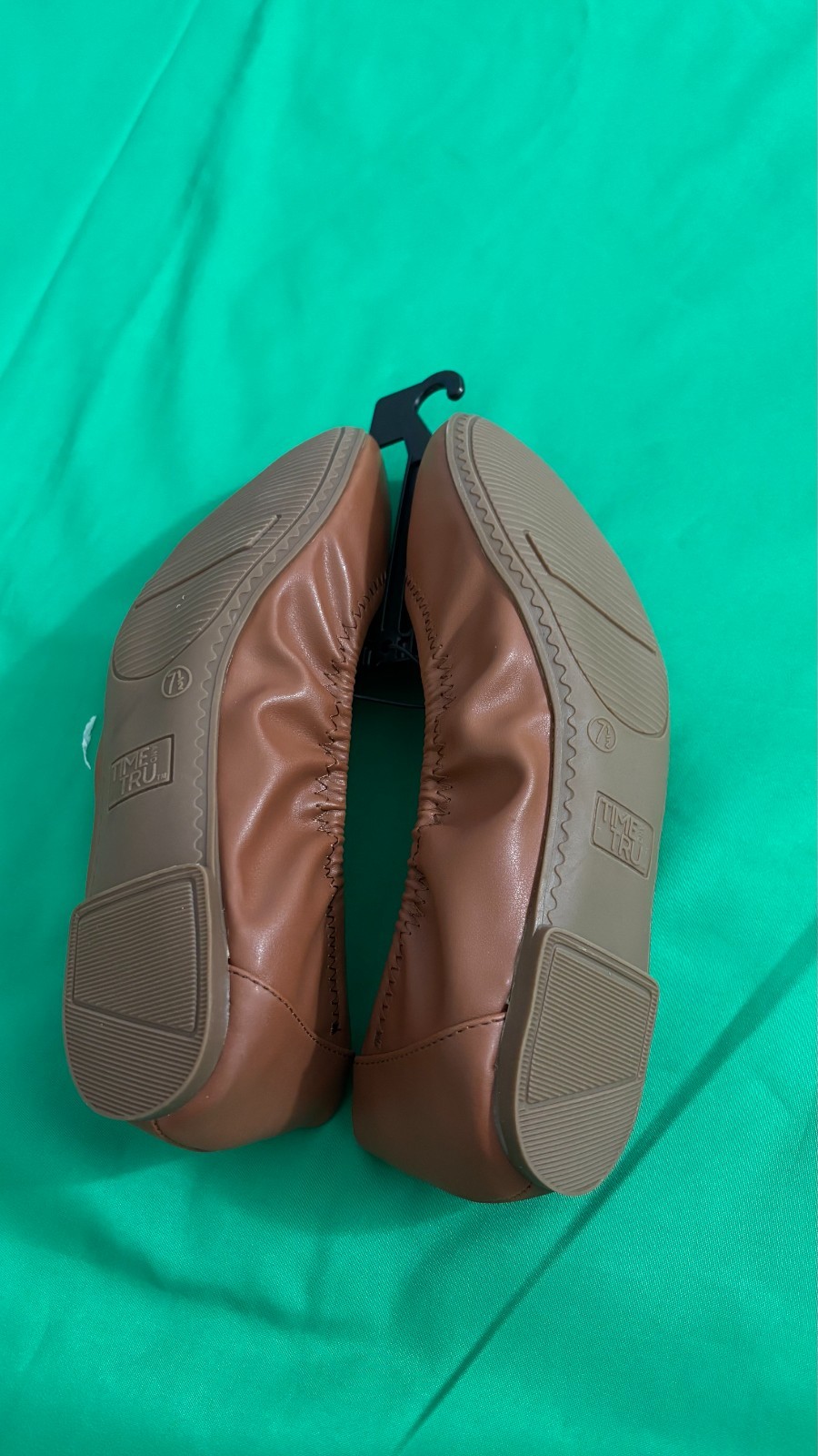 Time and Tru Brown Cognac Flats Scrunch Ballet Shoes Women’s Size NWT