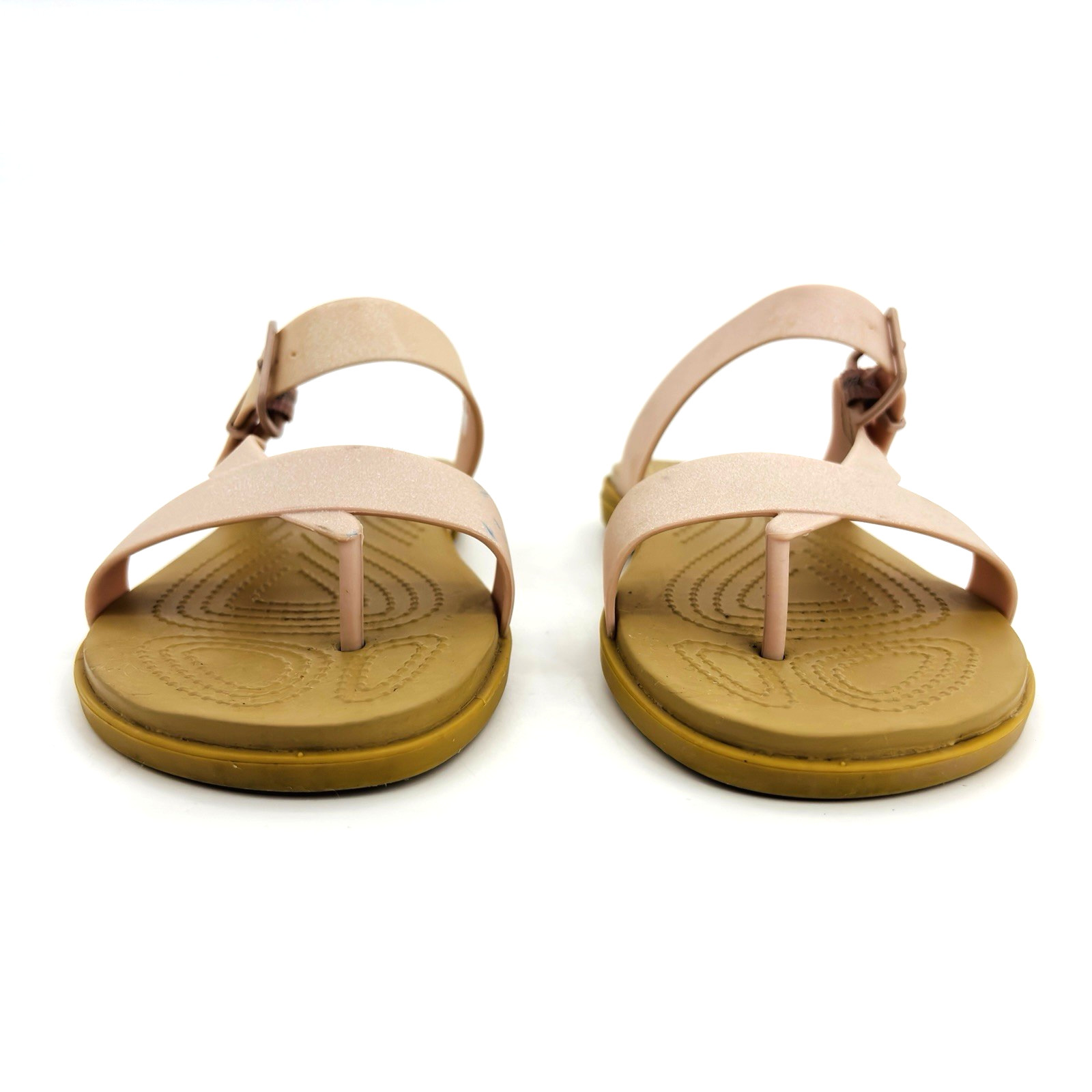 Womens 10 Crocs Iconic Tulum Toe Post Pink Casual Summer Sandals Shoes 208666
