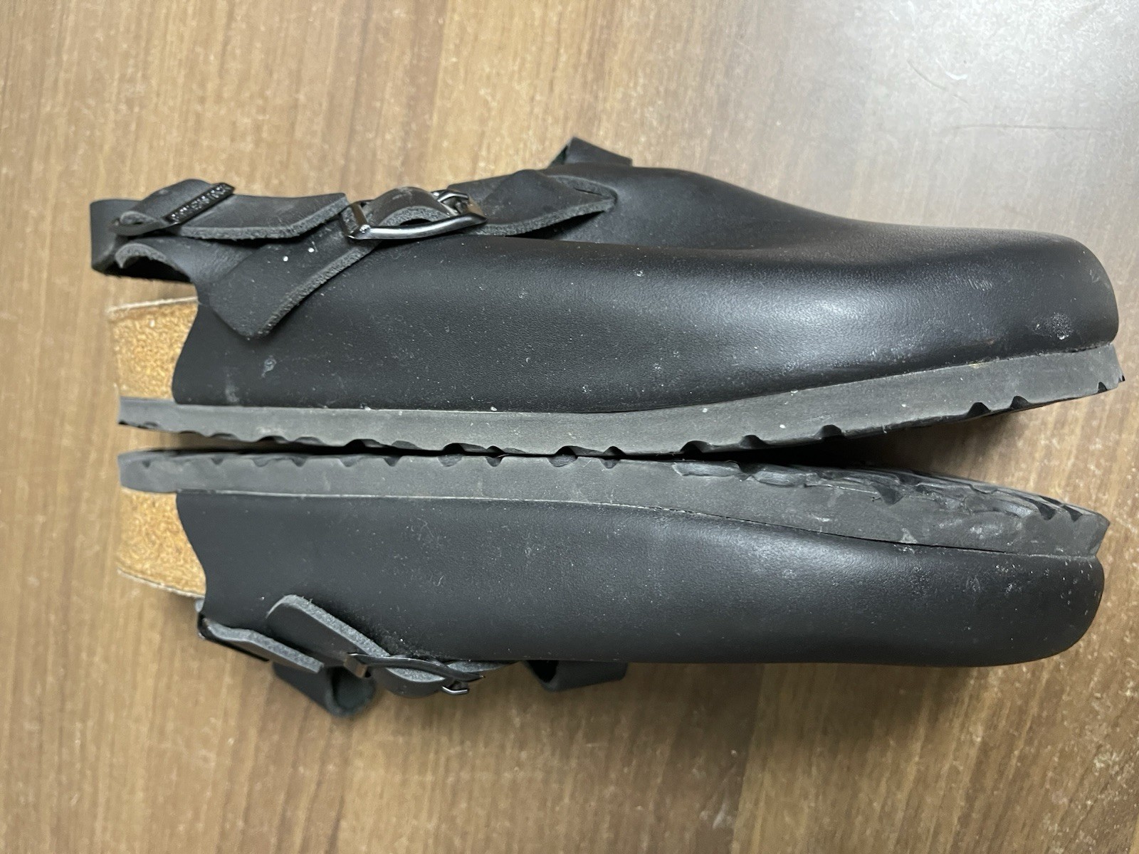 Birkenstock Womens Black Leather Clog Sandal Ankle Strap Size 39 W8 M6
