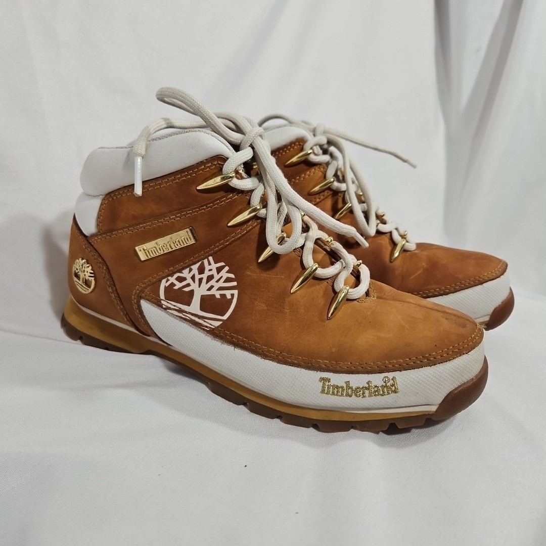 Timberland Euro Sprint Hiker Tan Hiking Boots Women 9 Gold Wheat logo 16642