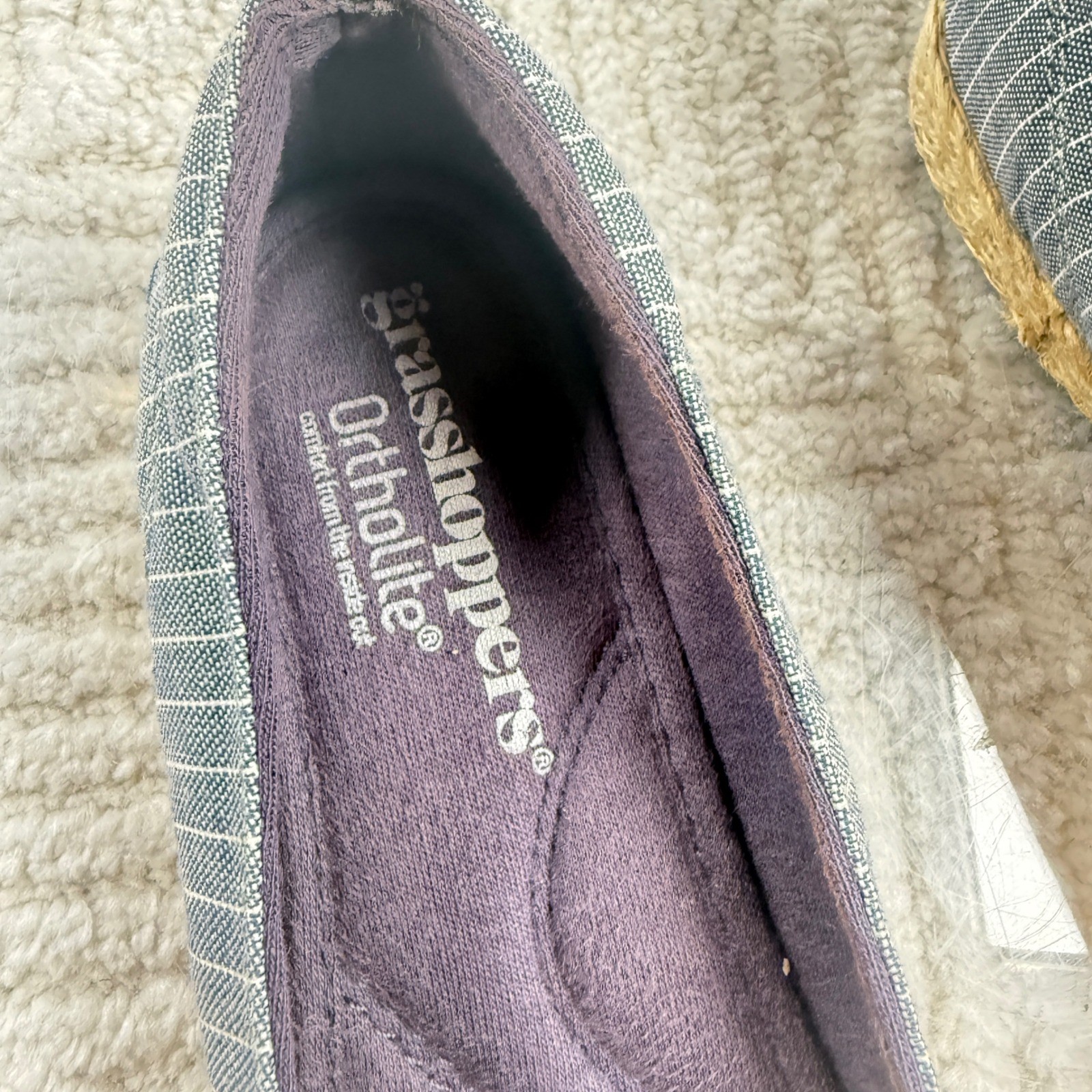 Grasshoppers Espadrille Flats Womens 6 Striped Canvas Ortholite Summer SlipOn