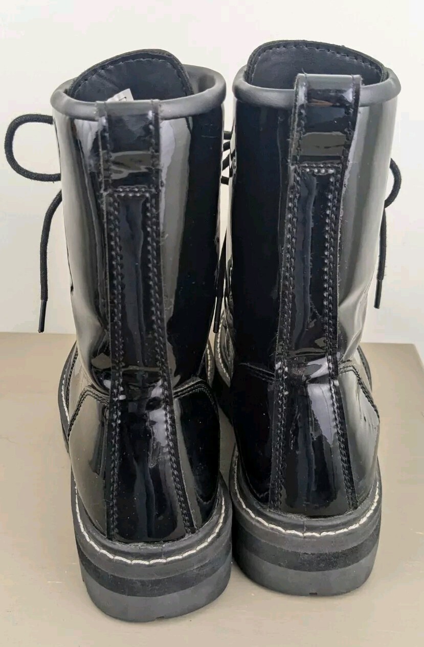 Avenger Fortune Work Boots Patent Combat Womens 9.5 Black Hi Lace Up Grunge Punk